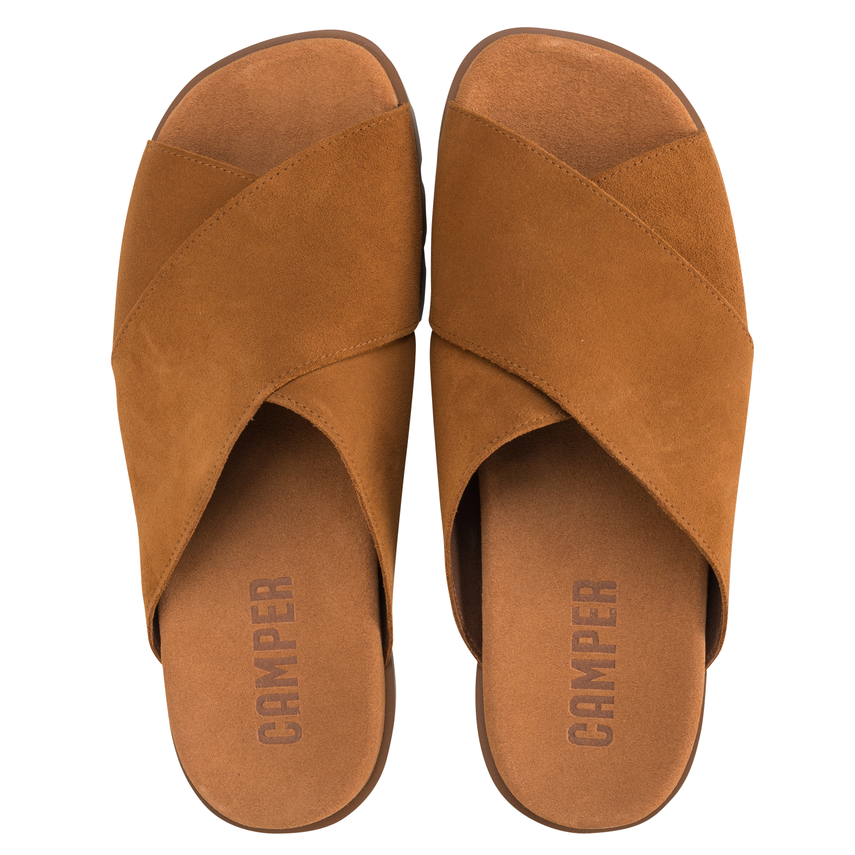Flat Suede Mules Medium Brown Camper Men Place des Tendances