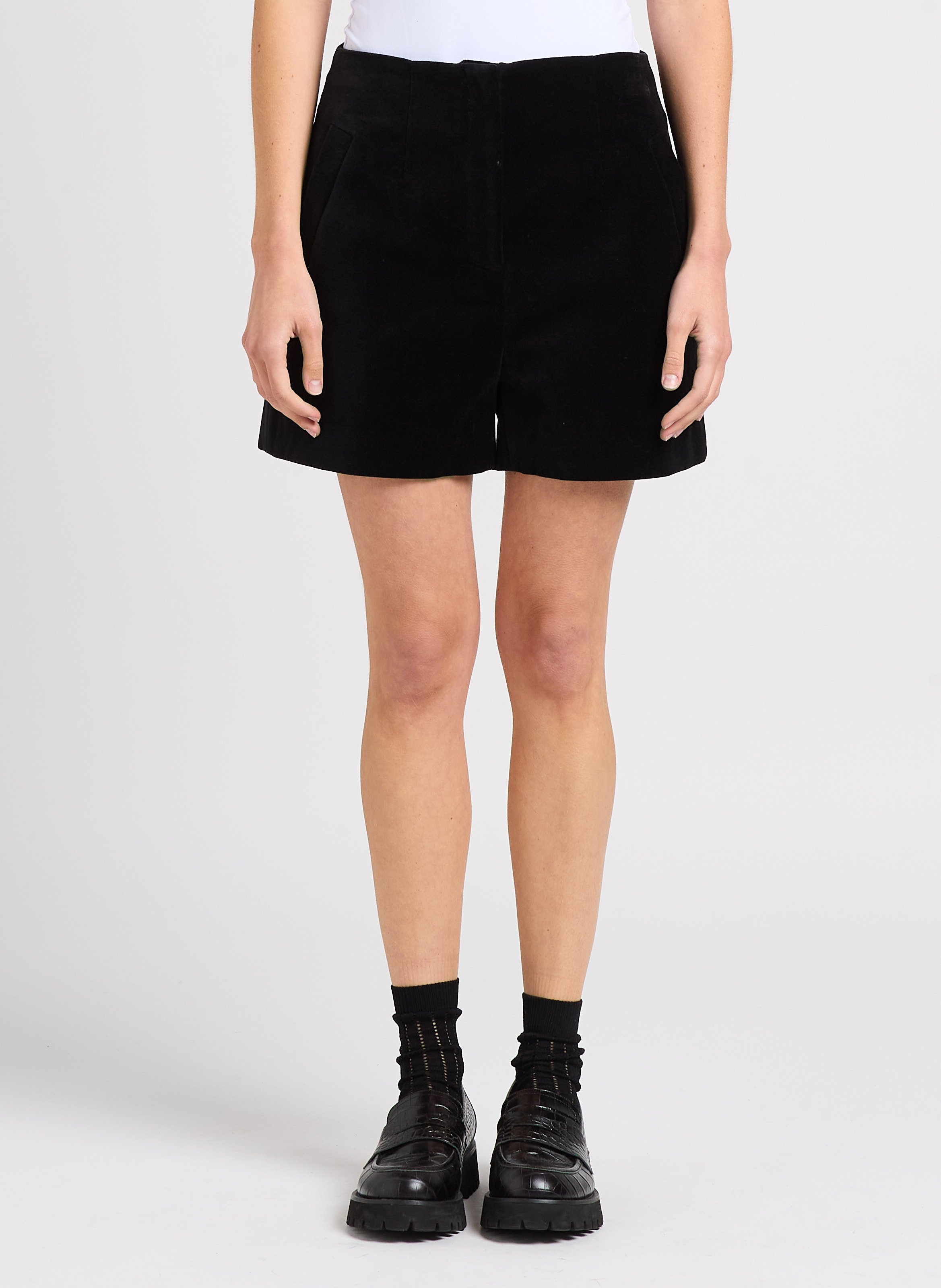 Black high waisted cotton shorts hotsell