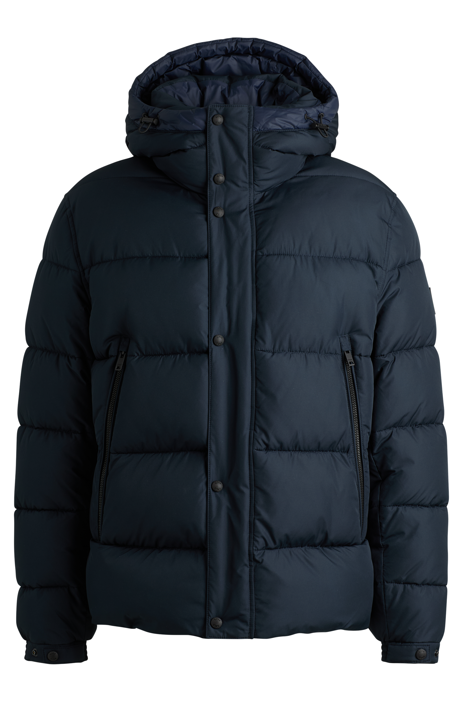 Quilted hooded straight fit puffer jacket BOSS Blue