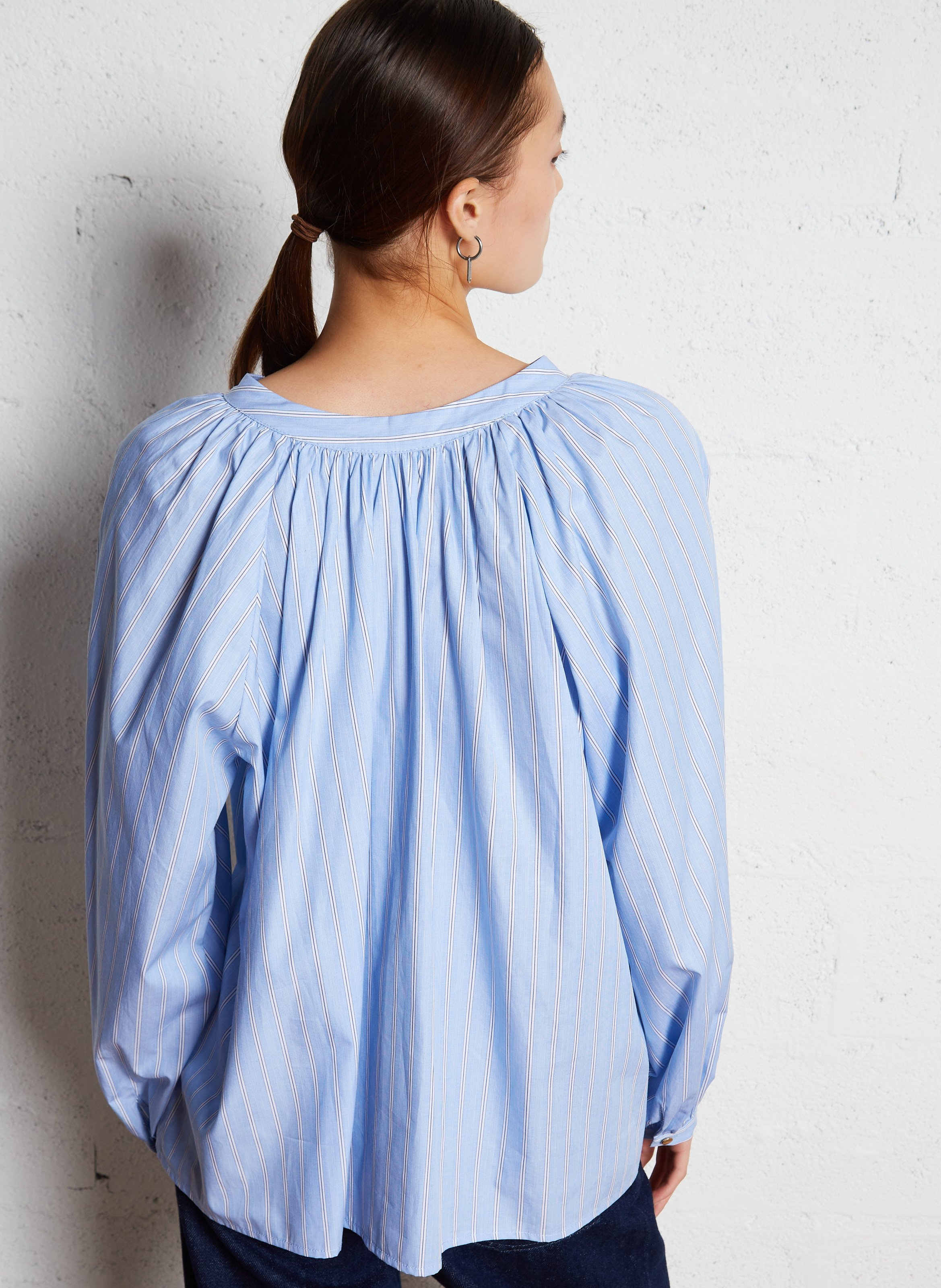 Loose-fit printed cotton shirt BELLEPIECE Blue