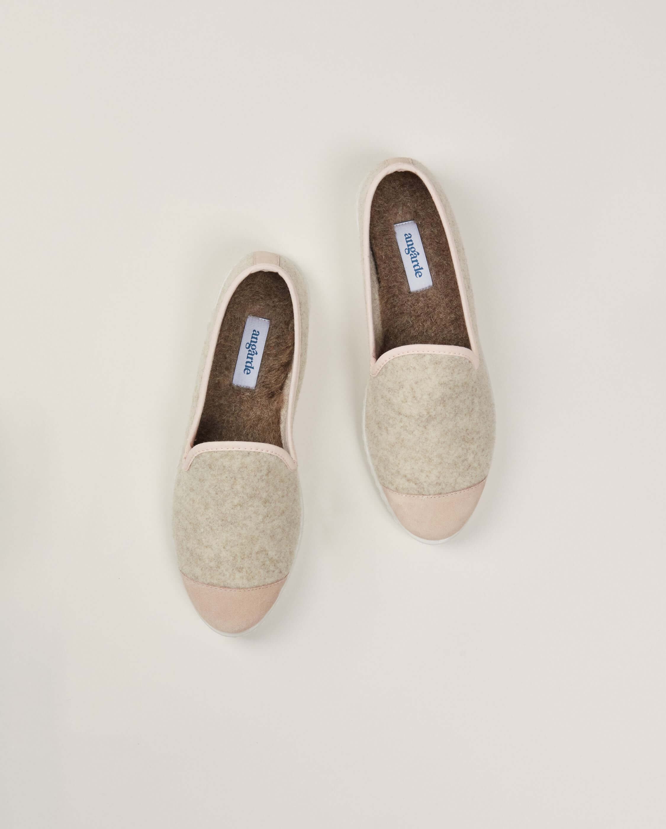 Women's wool slipper, powder pink beige ANGARDE Beige