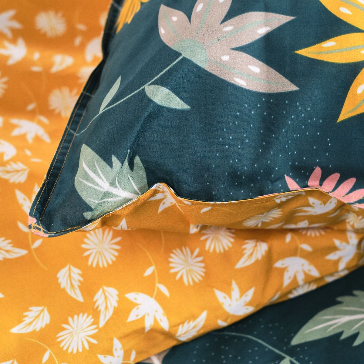 Printed cotton bed set TODAY LINGE DE MAISON Yellow