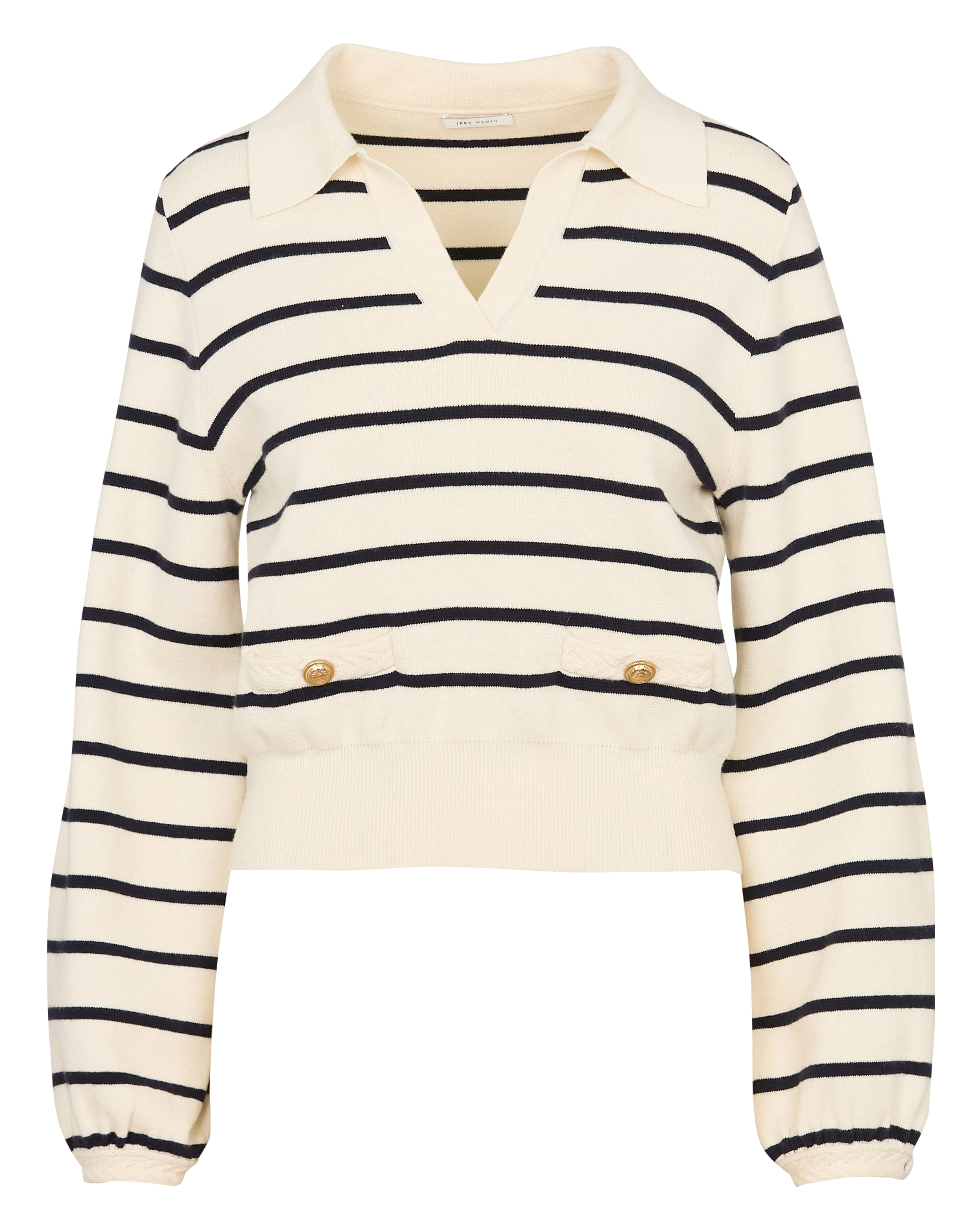 Straight striped sweater with fancy pockets IKKS White