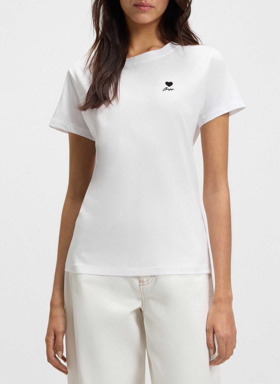 Tee-shirt col rond en coton BOSS Beige