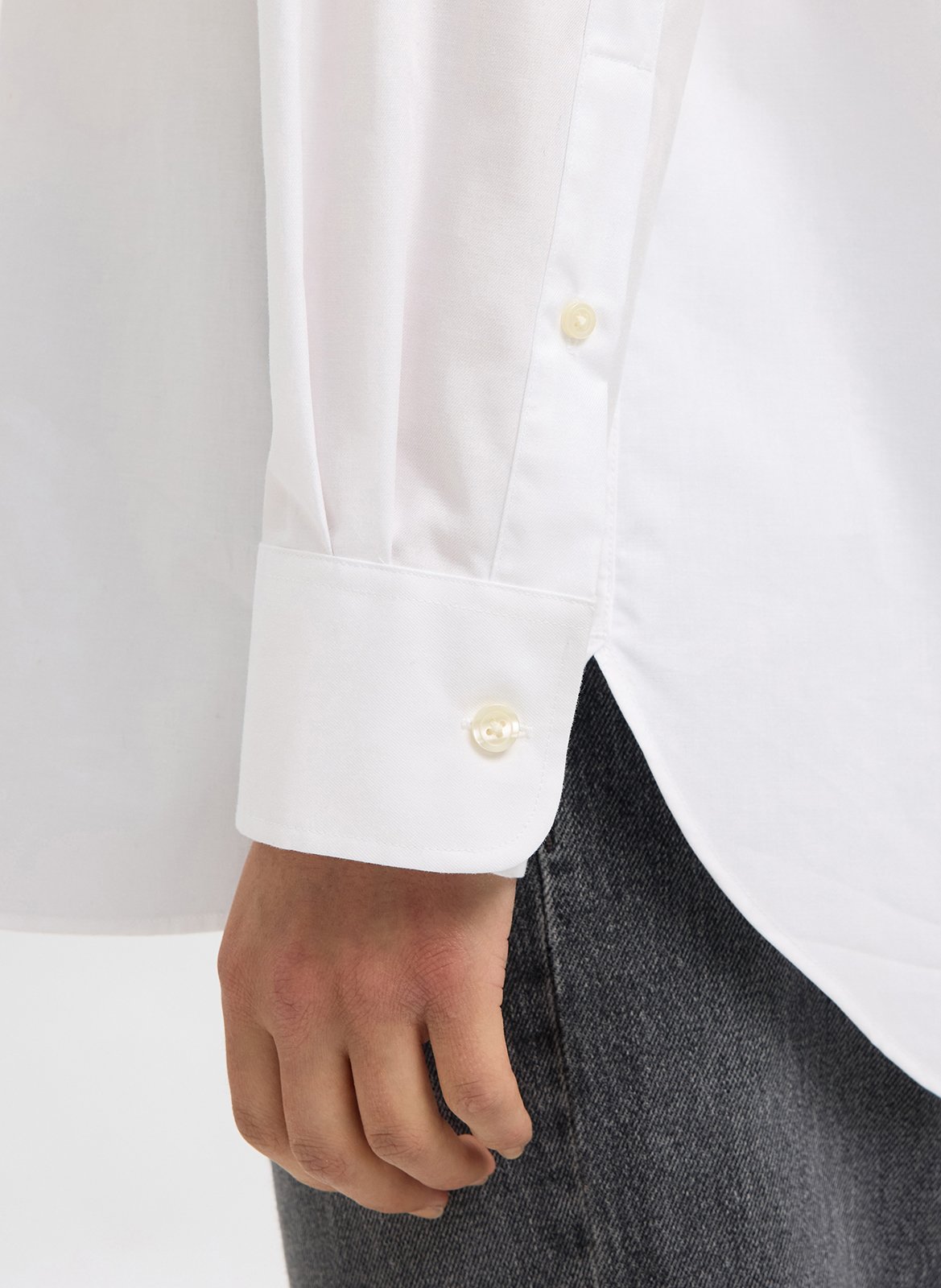 Straight-cut cotton-blend shirt SELECTED White
