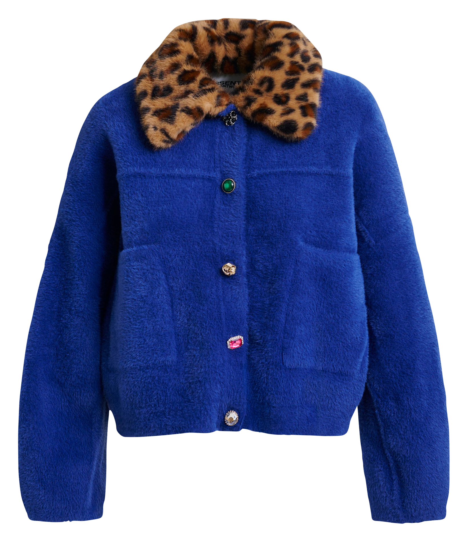 Cardigan ample à col fourrure amovible ESSENTIEL ANTWERP Bleu