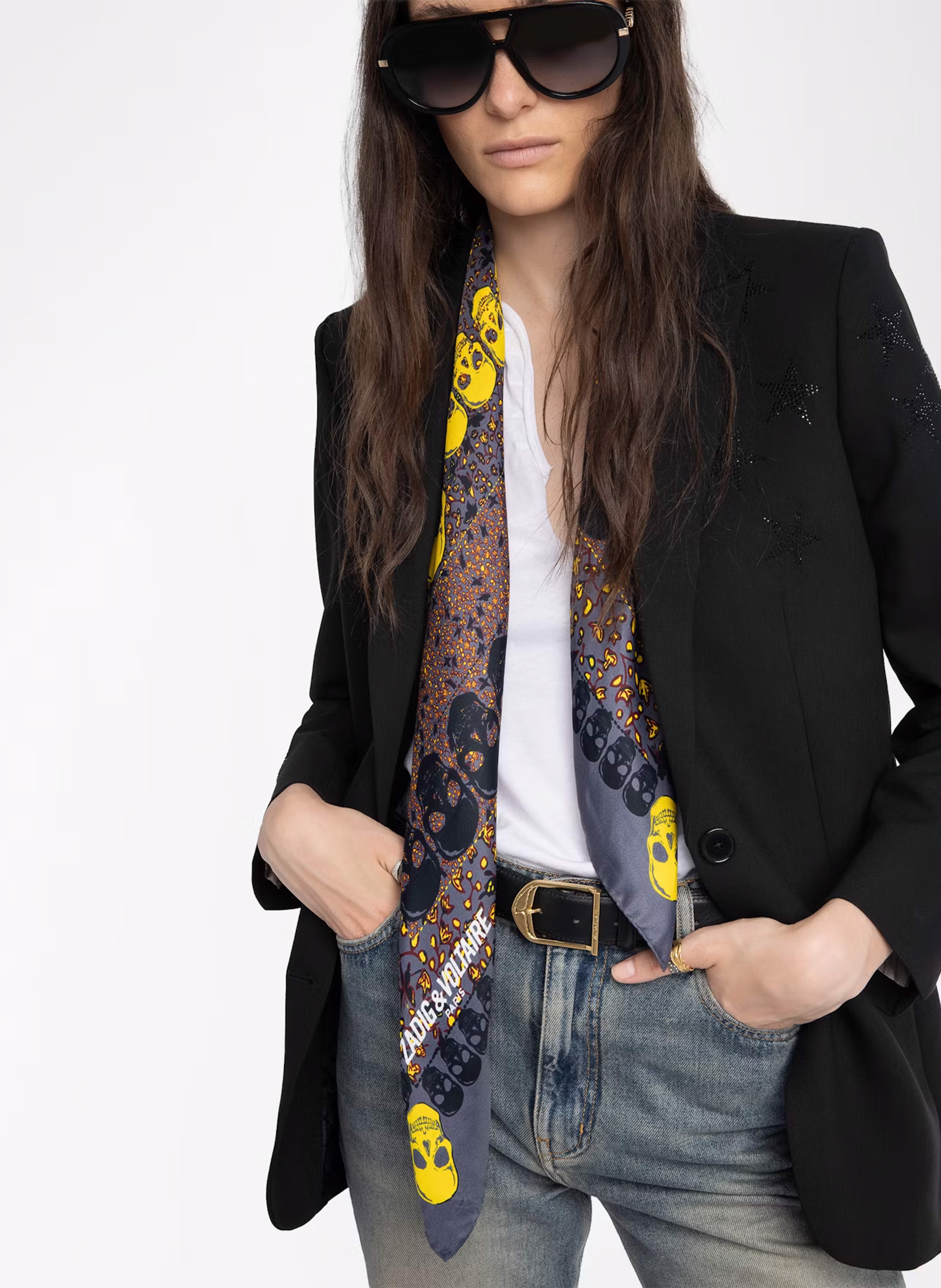 Foulard imprimé ZADIG&VOLTAIRE Gris