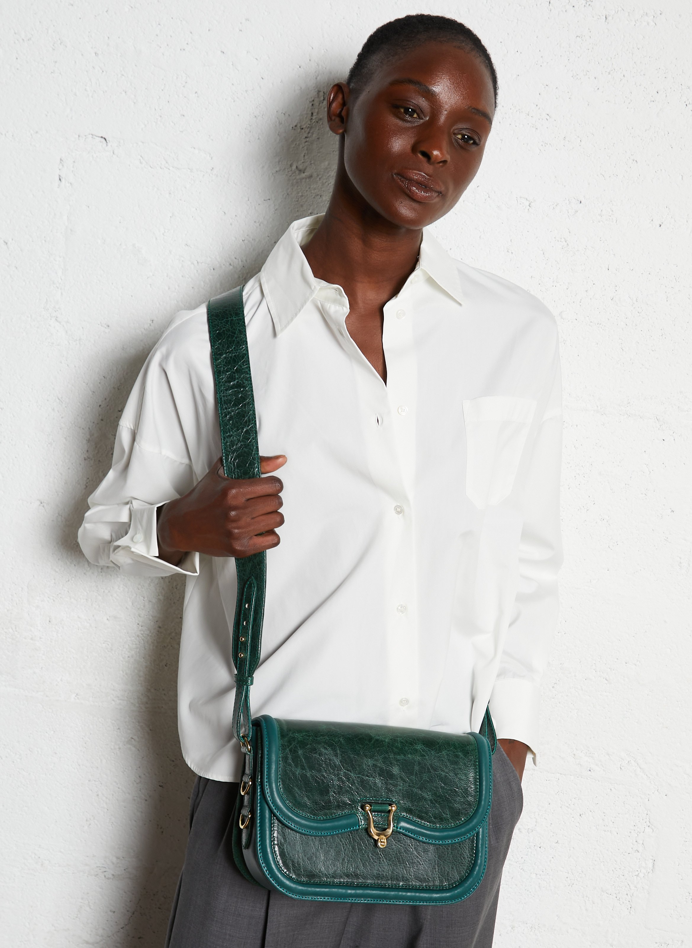 Sac bandoulière en cuir mélangé  CLARIS VIROT Vert