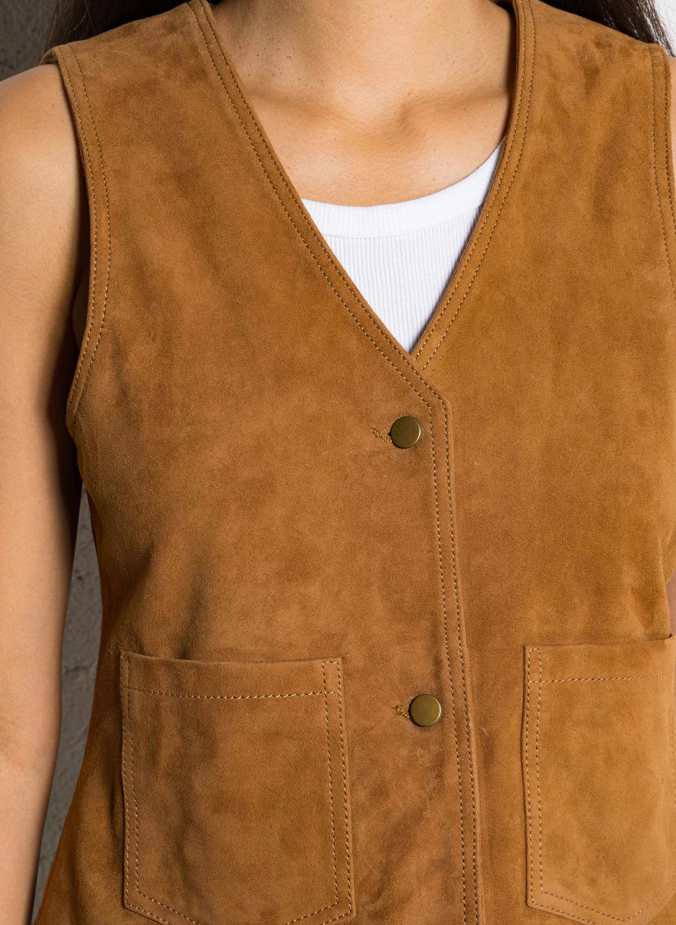 Leather V-neck jacket MAISON 123 Beige