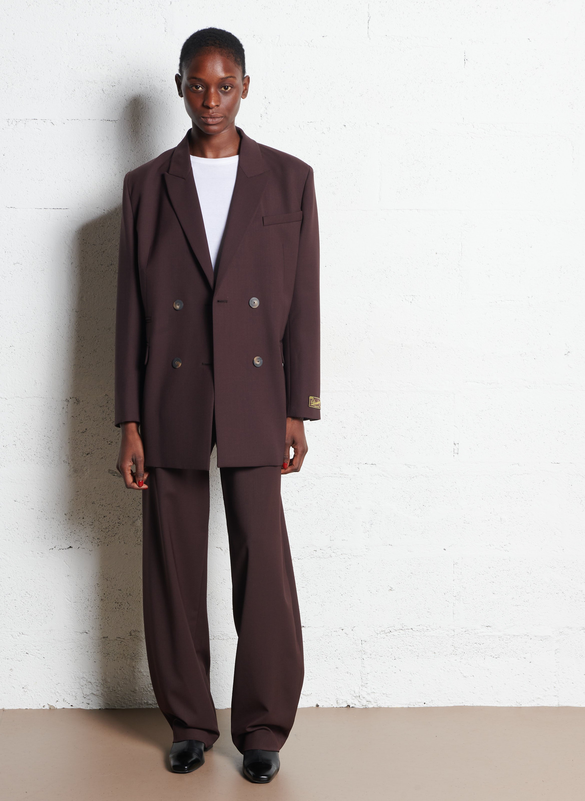 Veste de tailleur ajustée en laine vierge mélangée MARGAUX LONNBERG Marron