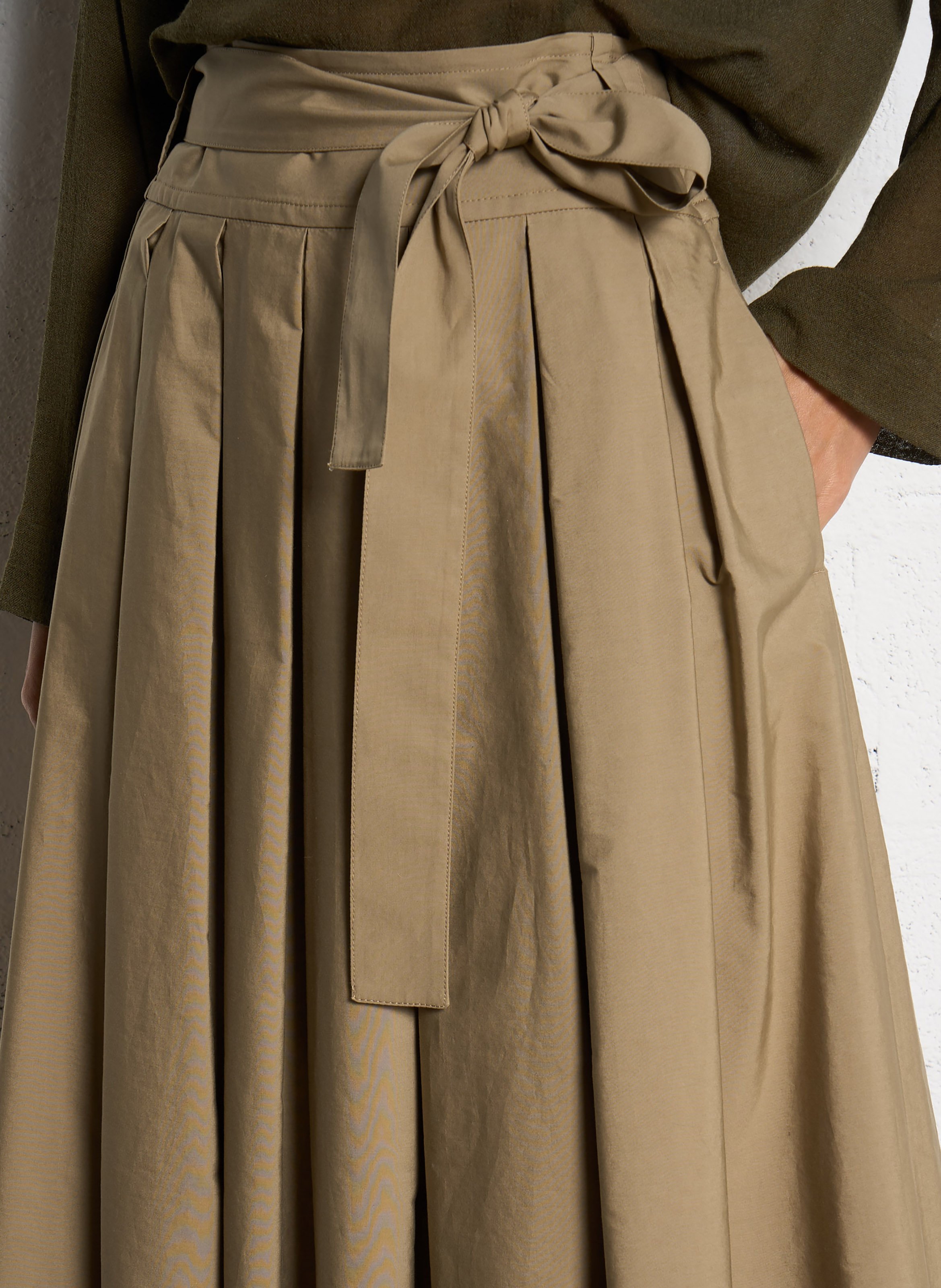 Pleated long cotton skirt MAX MARA WEEK END Brown