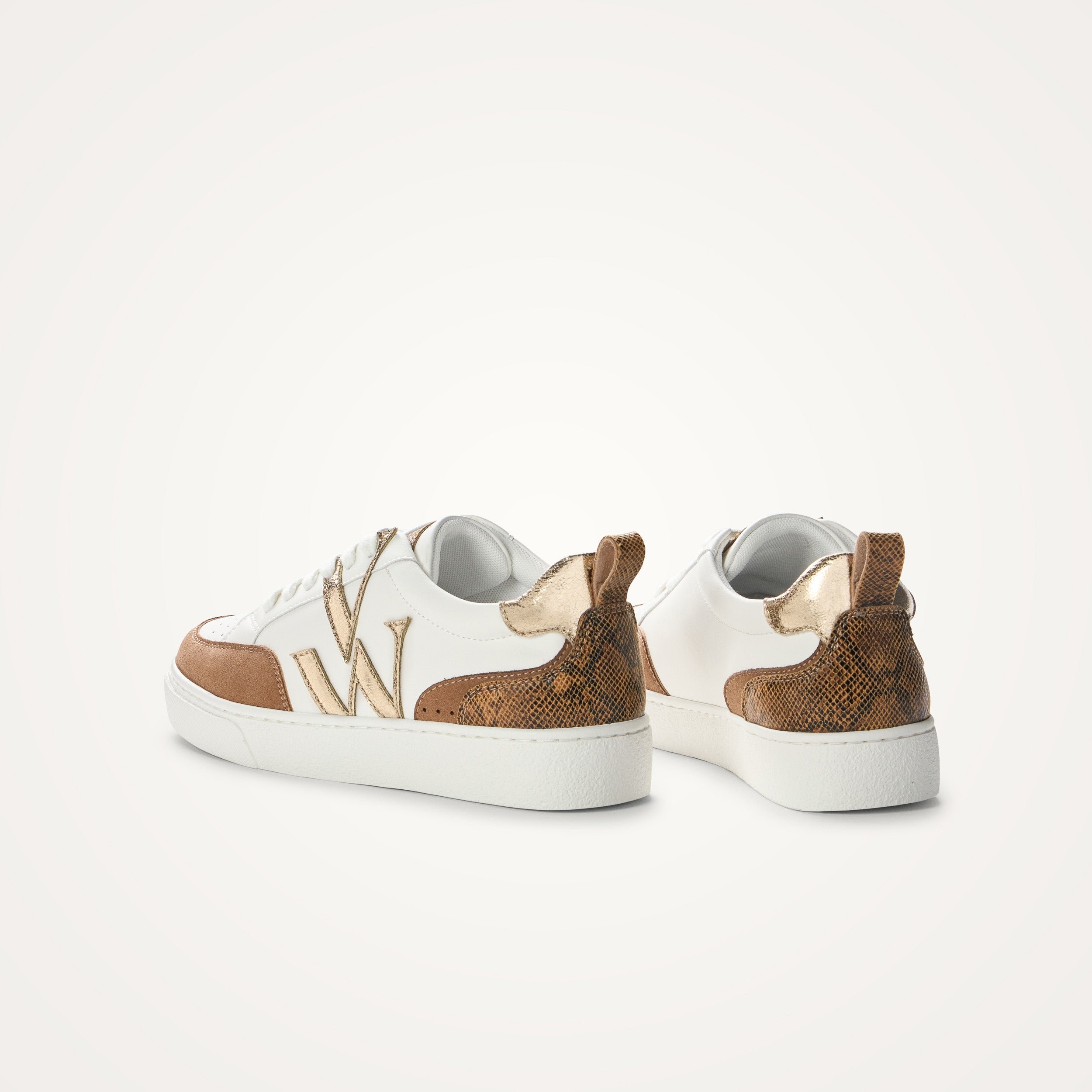 Contrasting leather-effect low-top sneakers VANESSA WU Brown