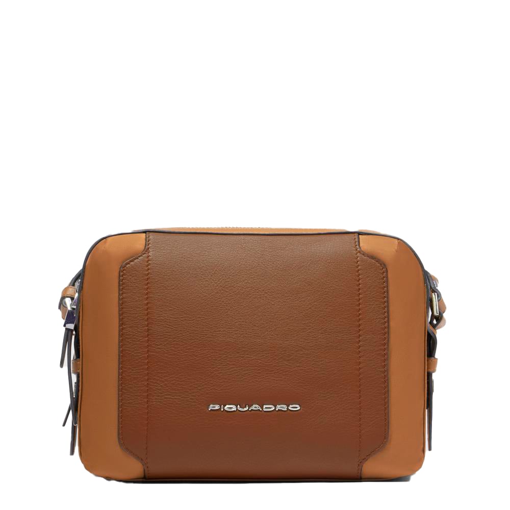 Women's shoulder bag model camera case in recycled fabric and leather PIQUADRO Brown