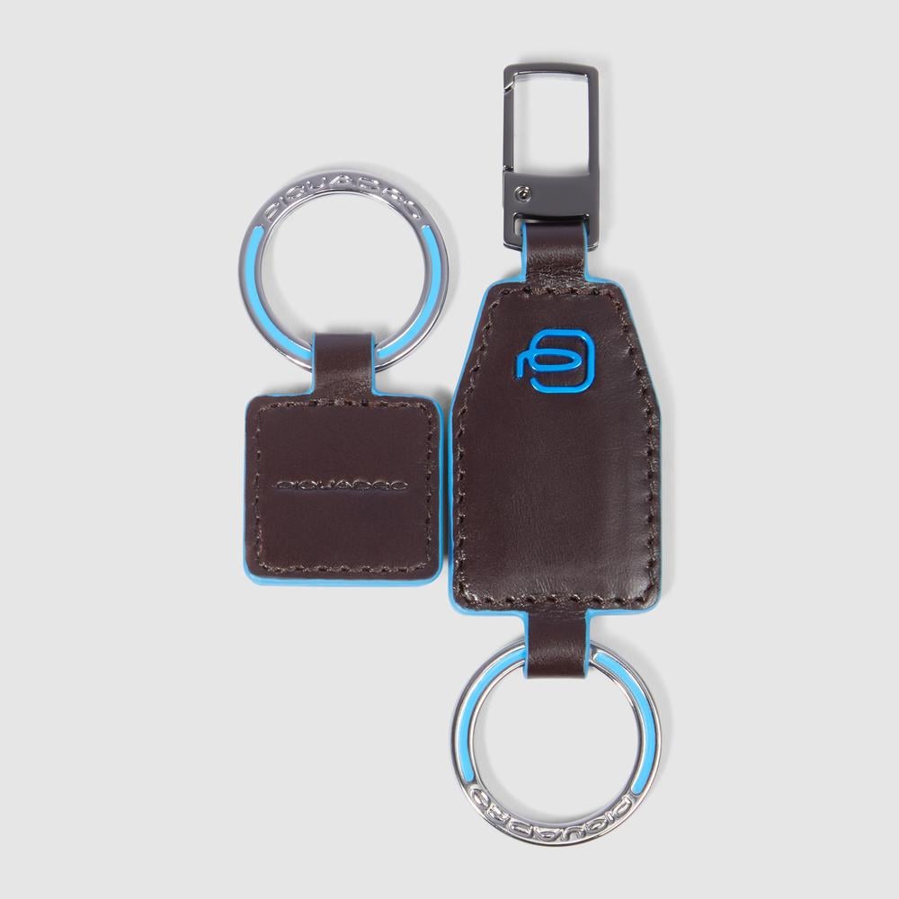 Divisible leather keychain with carabiner PIQUADRO Brown