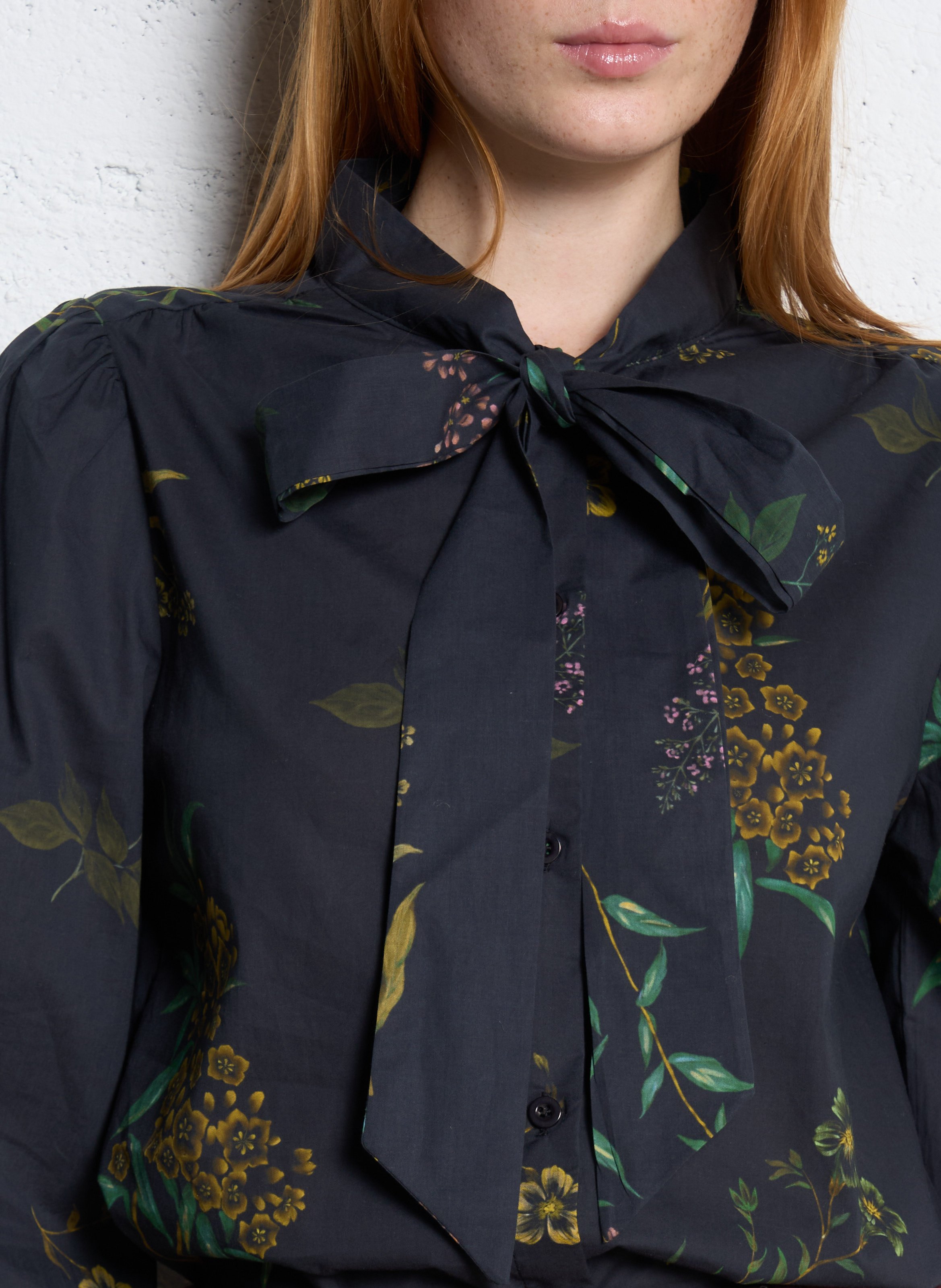 Bluse mit Bubikragen aus Baumwolle THE KORNER Schwarz