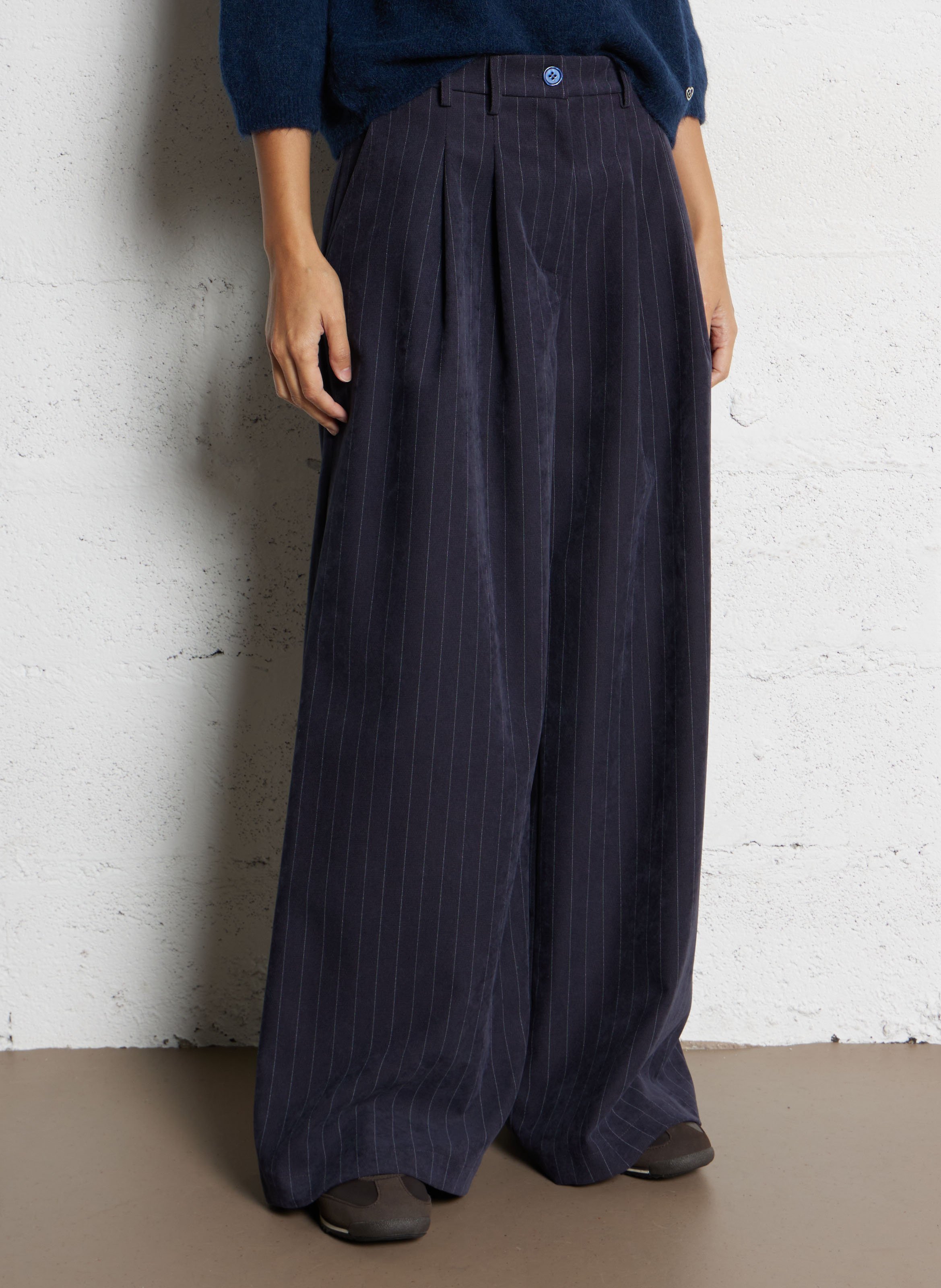 Pantalon palazzo à rayures PLEASE Bleu