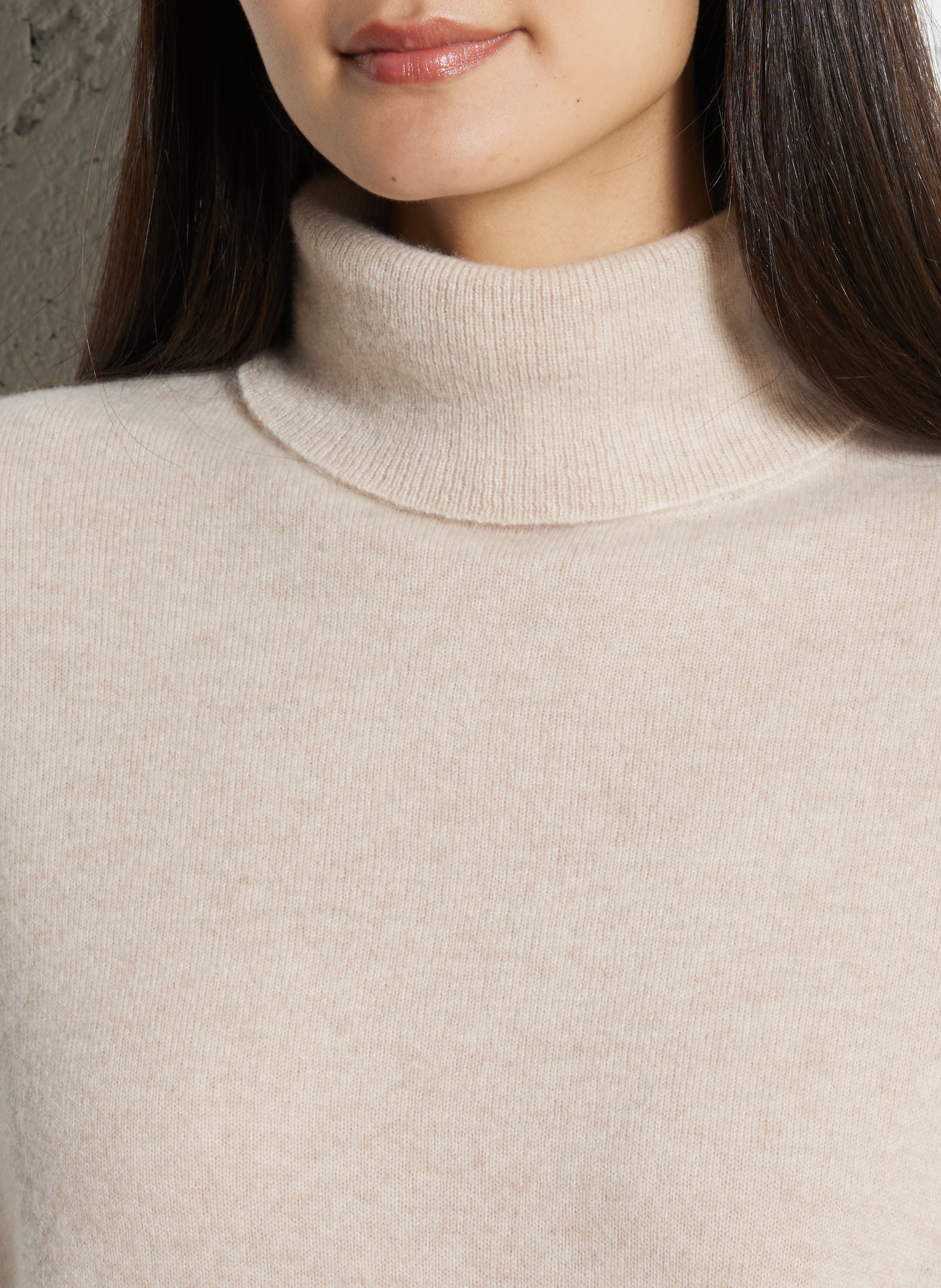 Pull oversize col roulé en cachemire SUD EXPRESS Beige