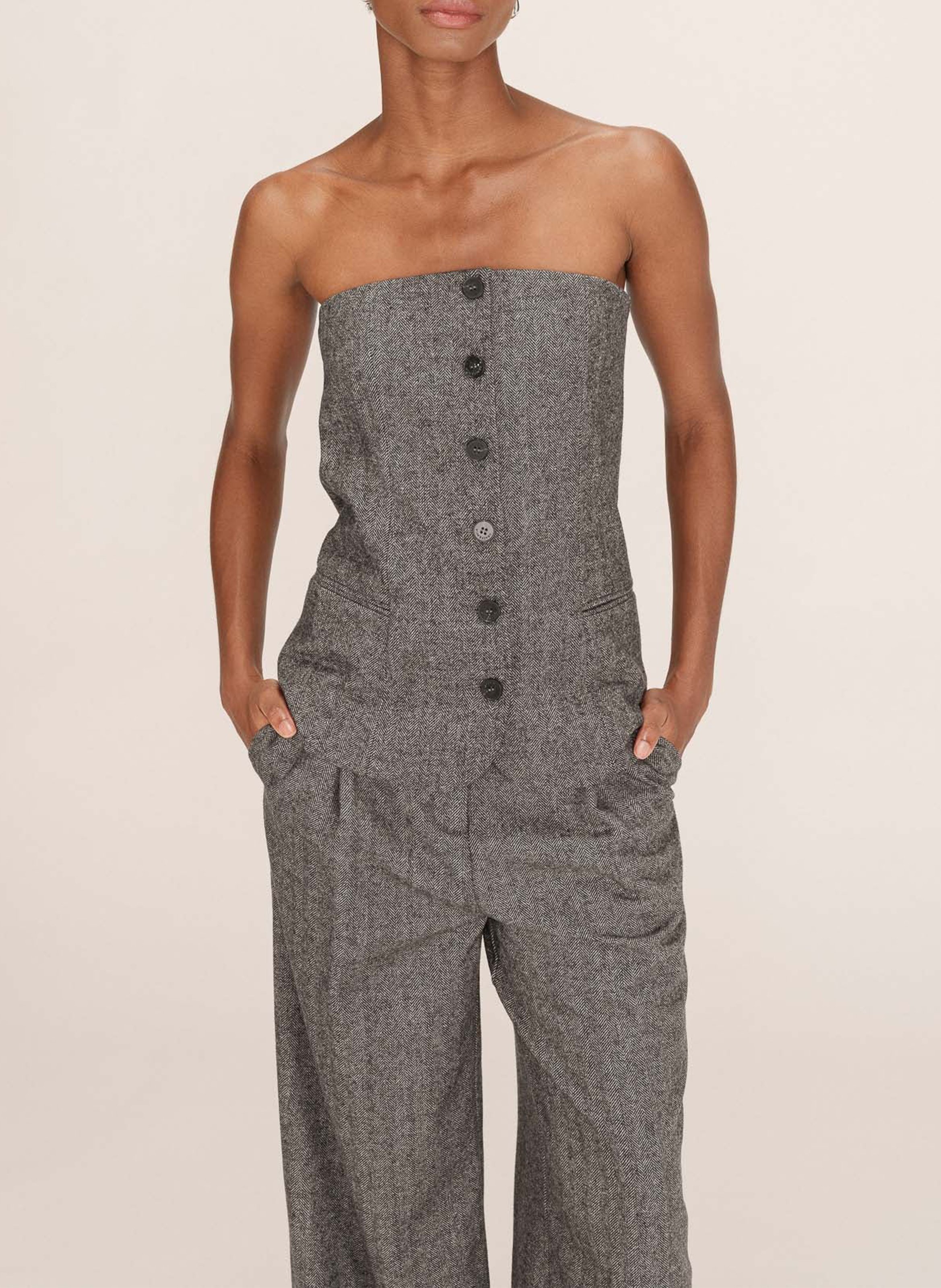 Fitted wool blend buttoned bustier GRACE ET MILA Grey
