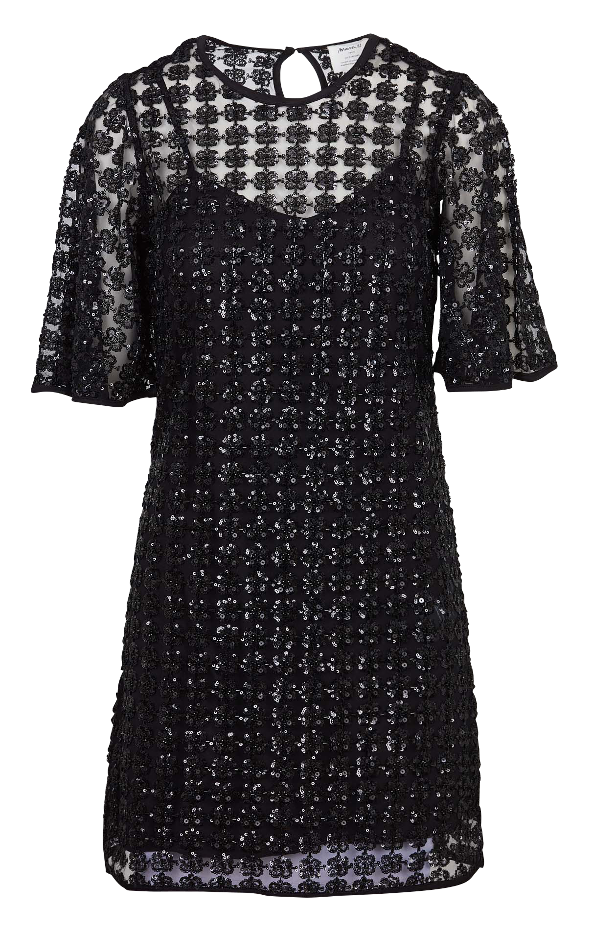 Short embroidered dress with round neck MAISON 123 Black