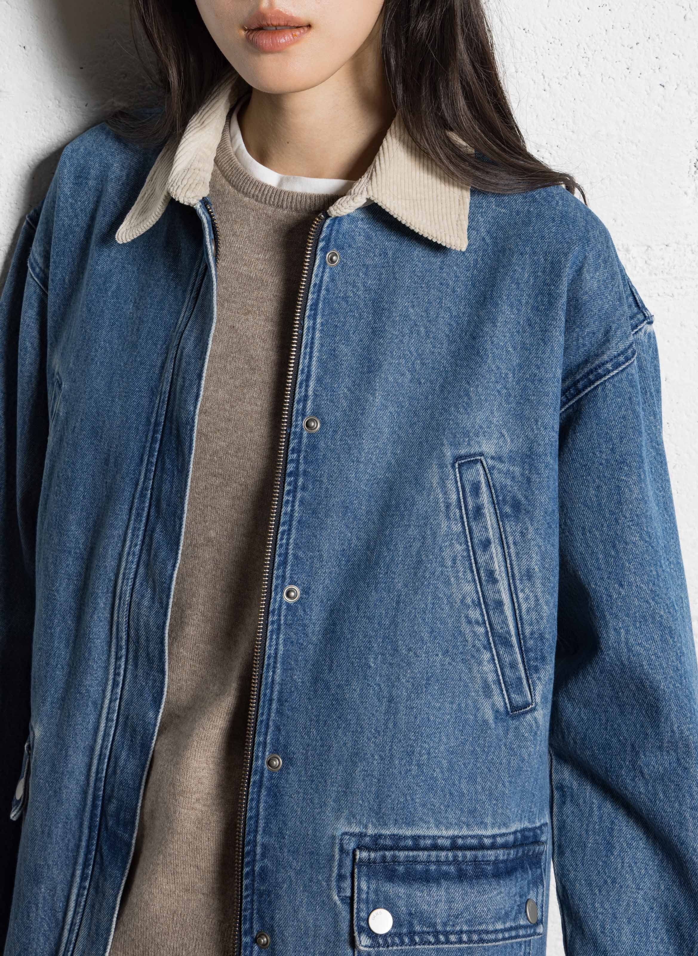 Straight-cut cotton denim jacket IKKS Blue