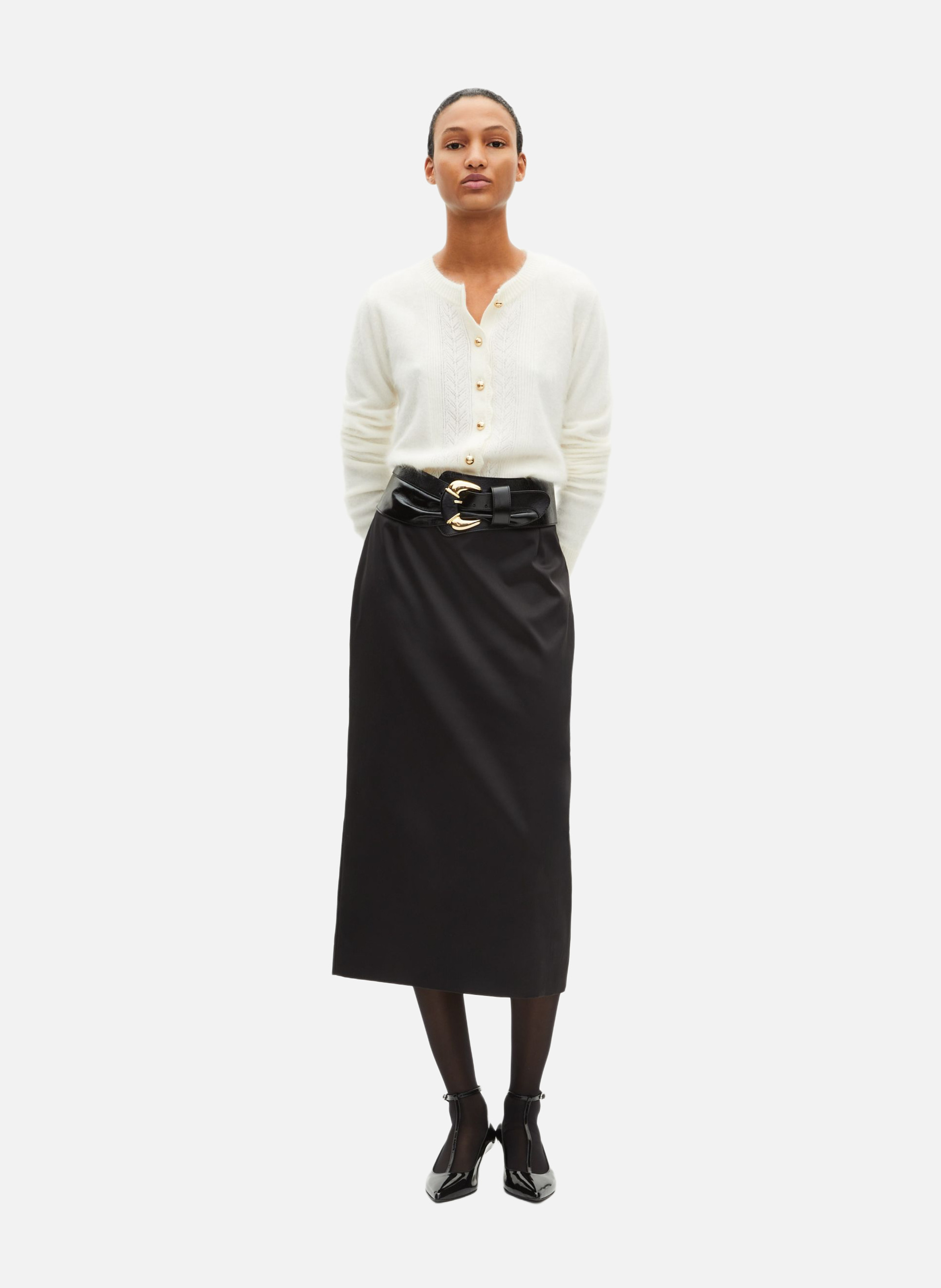 Long satin pencil skirt THE KOOPLES Black