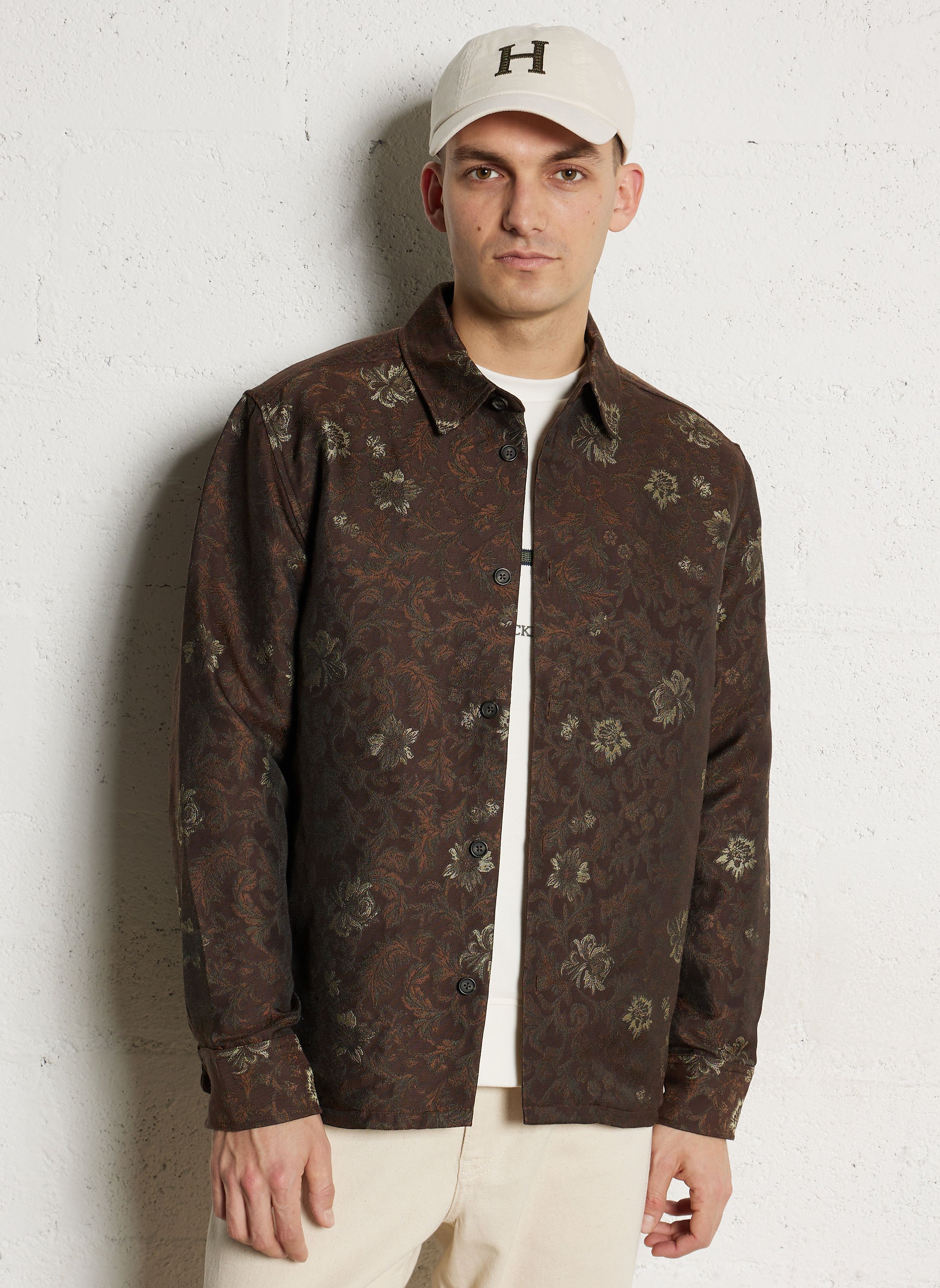 Surchemise col classique  en jacquard LES DEUX Marron