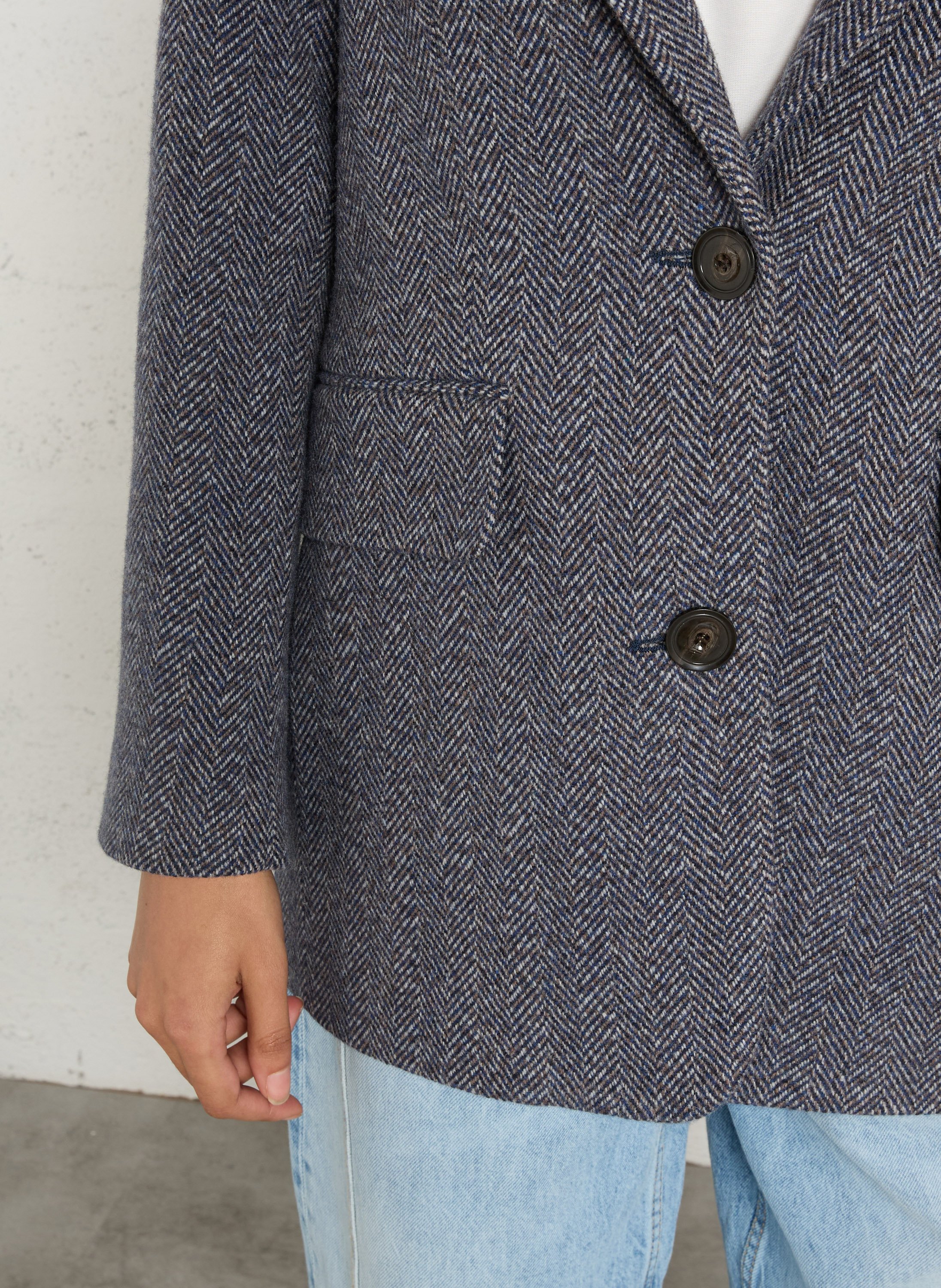 Manteau droit col tailleur en laine mélangée MAISON 123 Bleu
