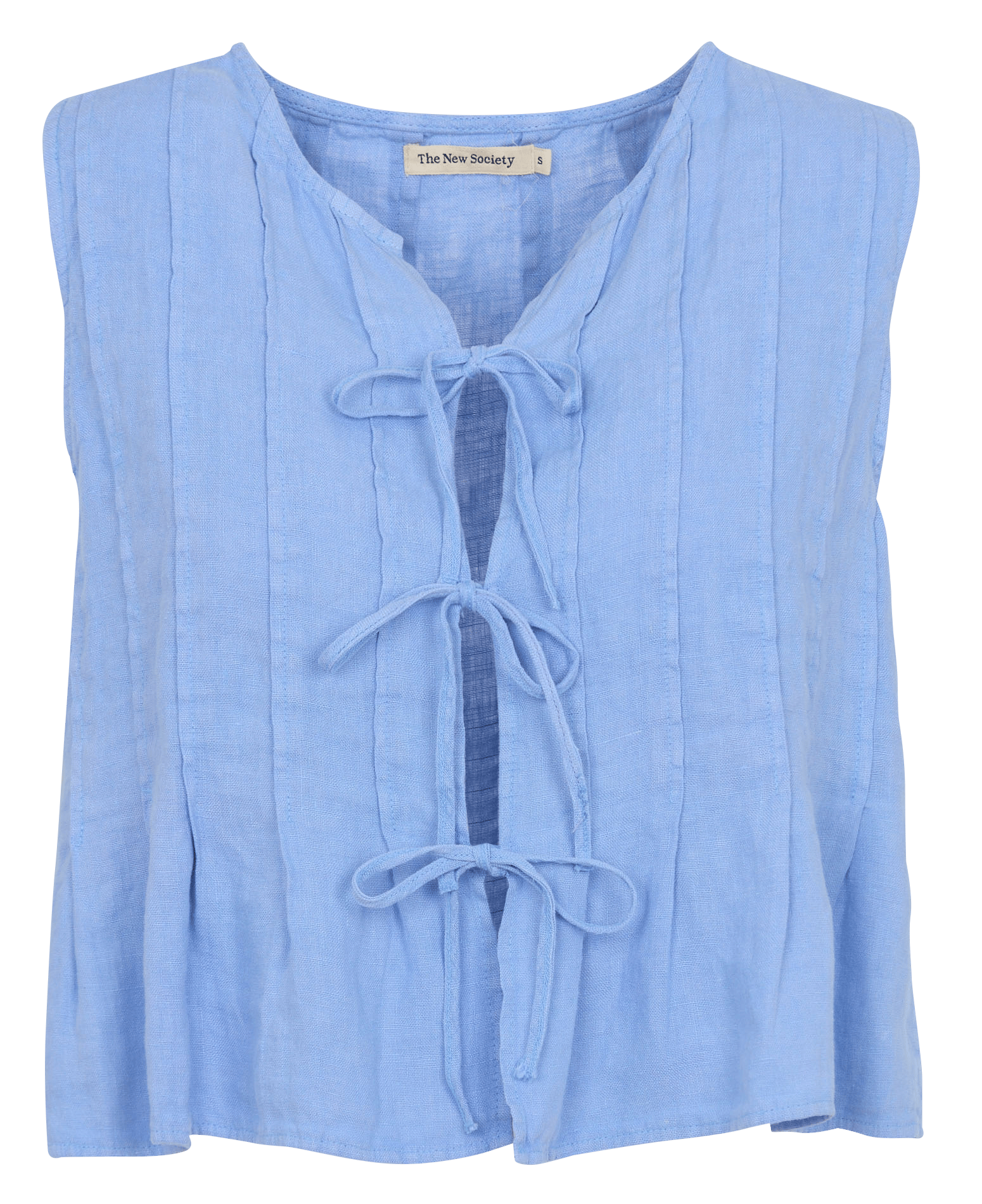 Rechte linnen top met ronde hals THE NEW SOCIETY Blauw