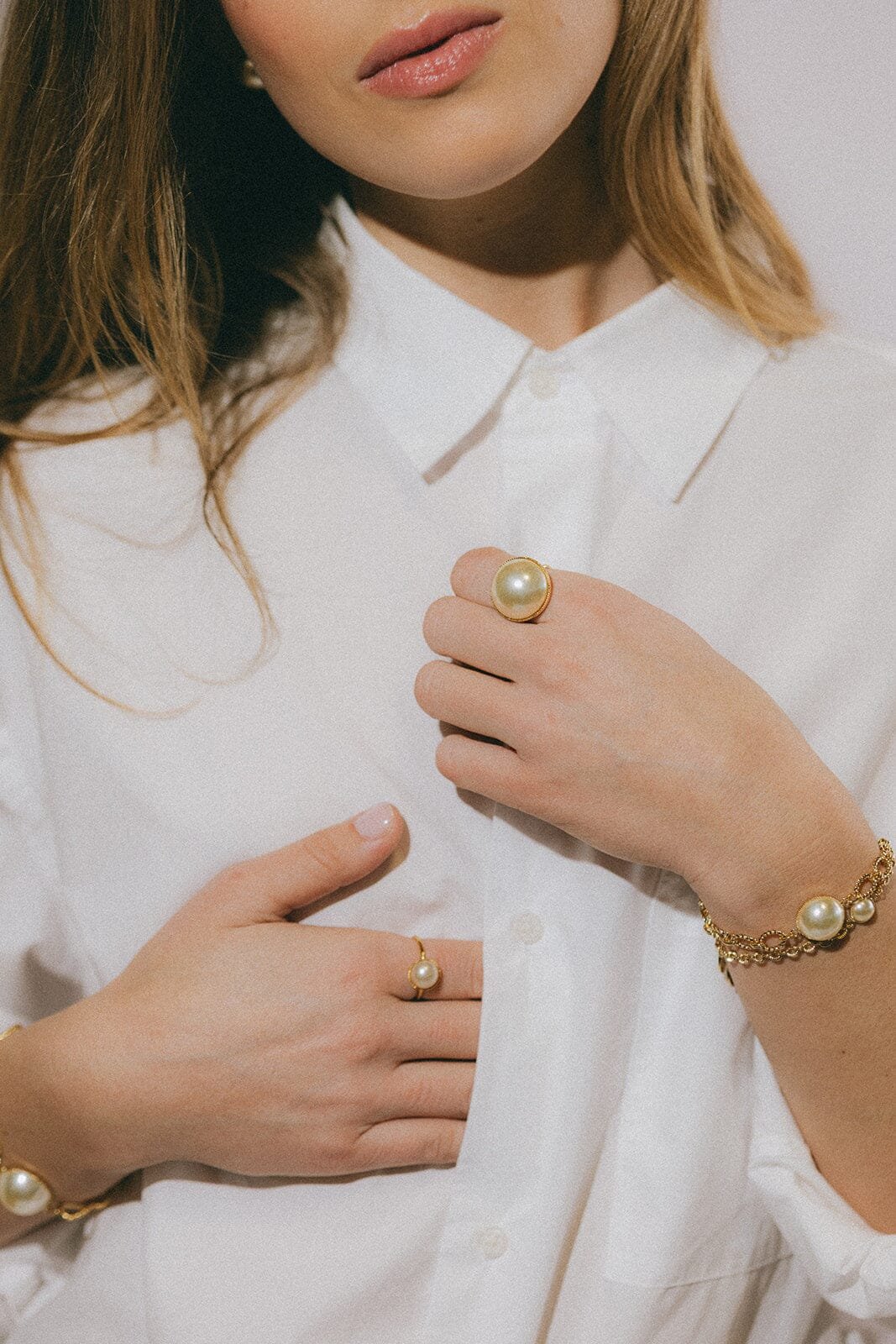 Maxi gold-plated pearl ring Golden