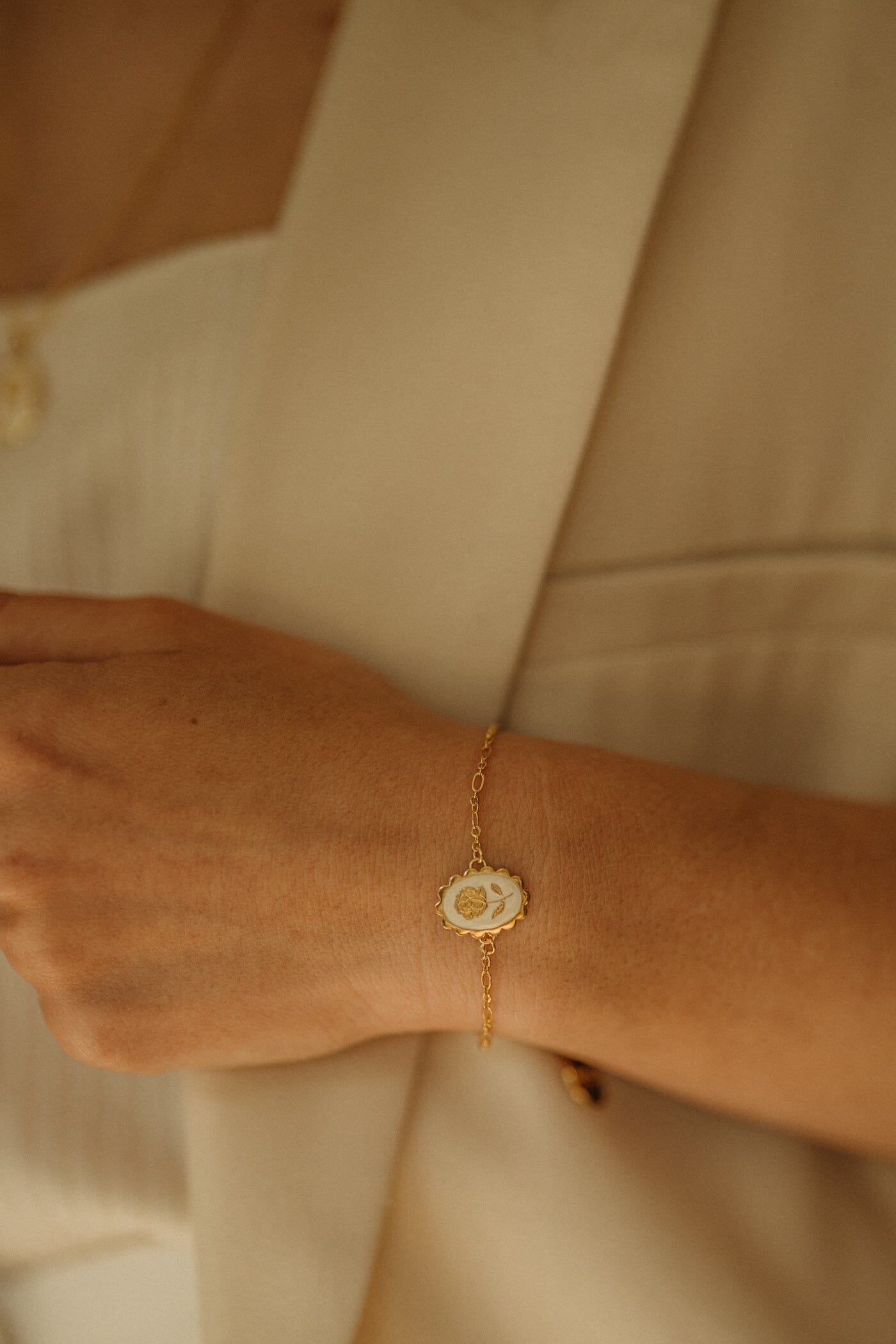 Silver plated flower bracelet MONSIEUR SIMONE White