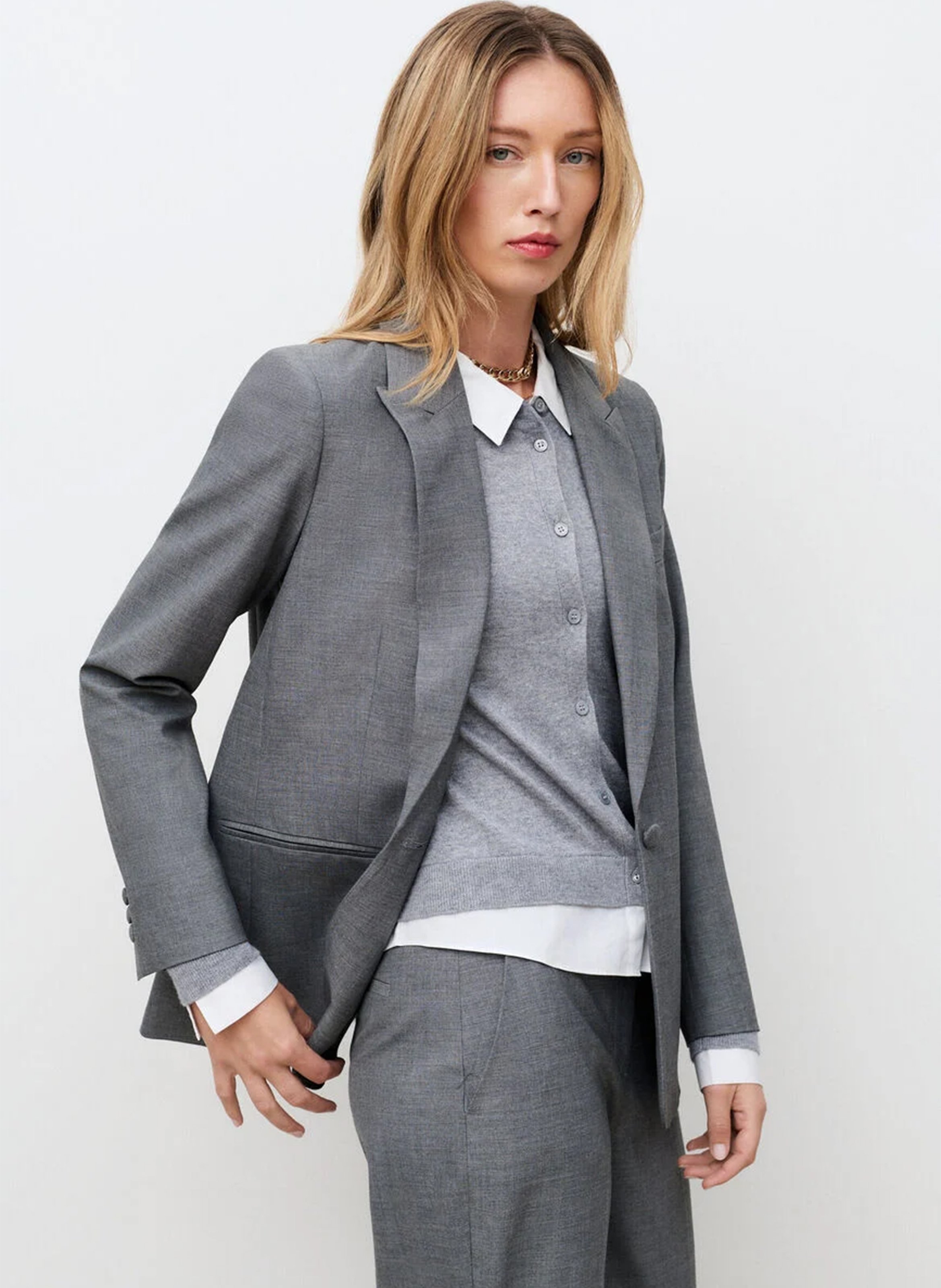 Veste tailleur droite CAROLL Gris