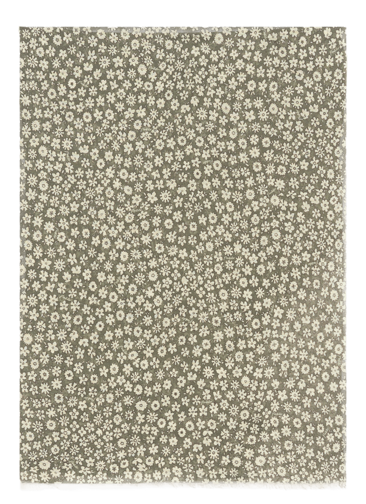 Sjaal met bloemenprint van katoen en zijde mix PABLO Kaki