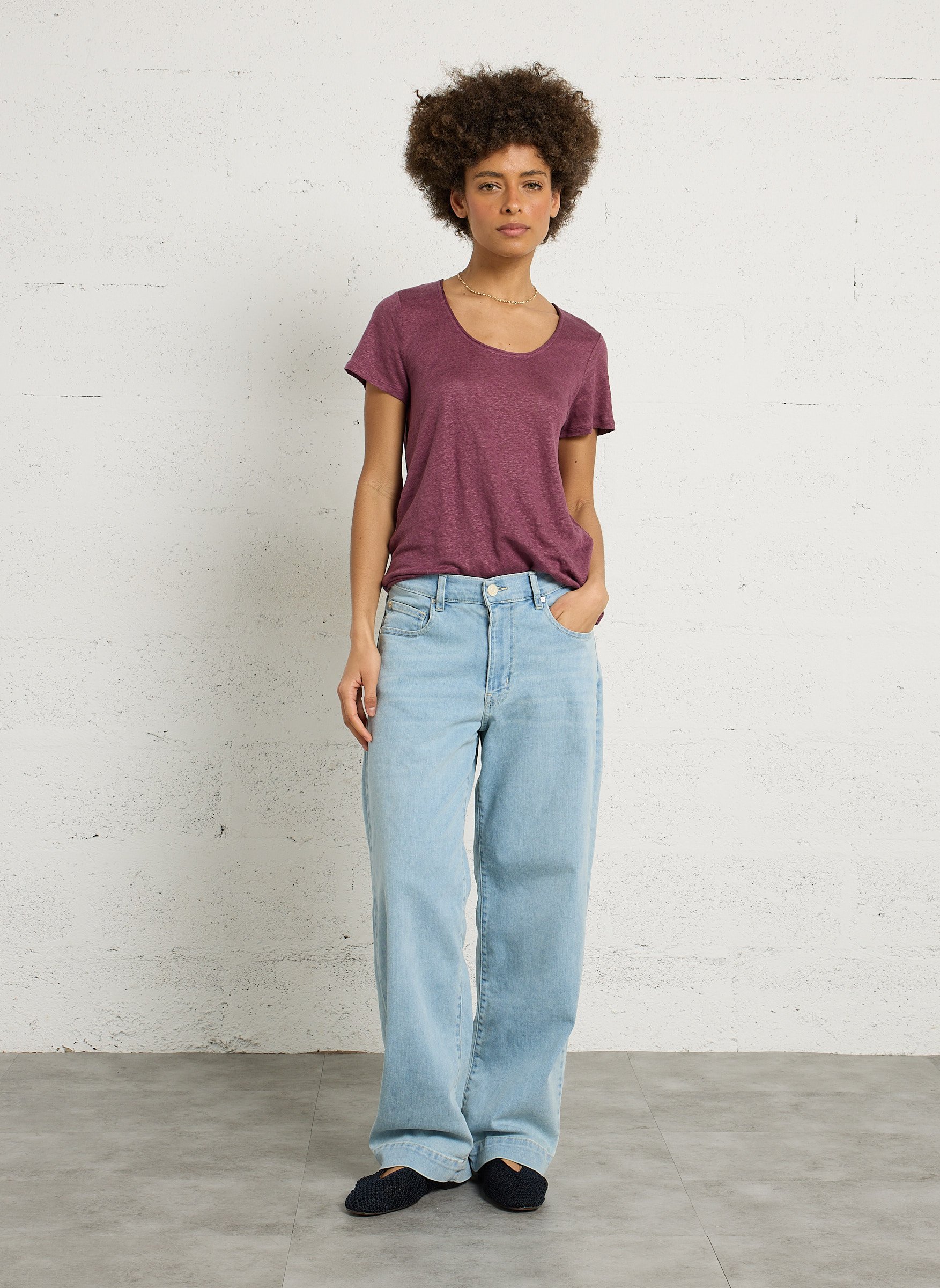 Tee-shirt col rond en lin SUD EXPRESS Violet