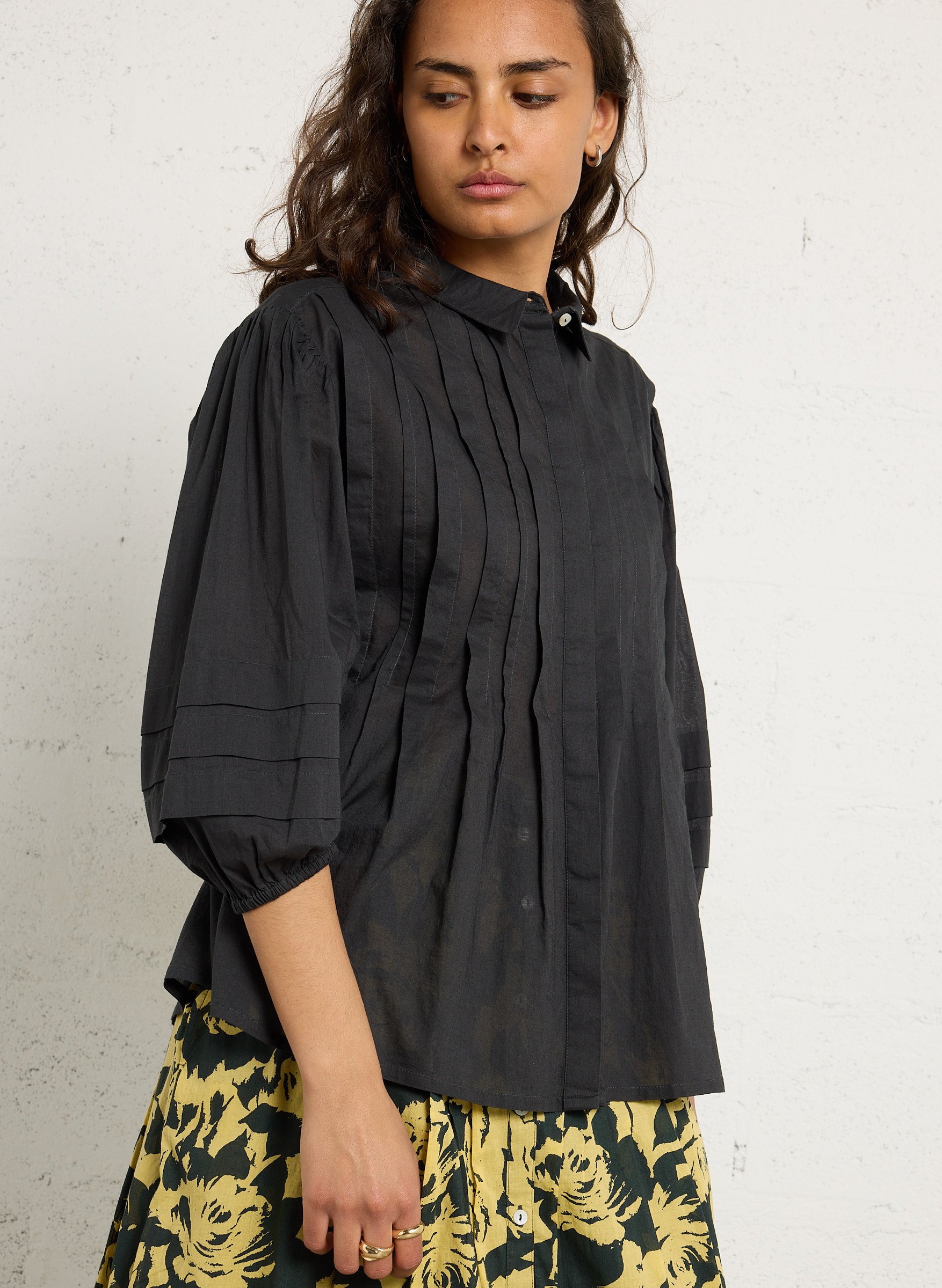 Chemise col classique en coton bio LEON & HARPER Gris