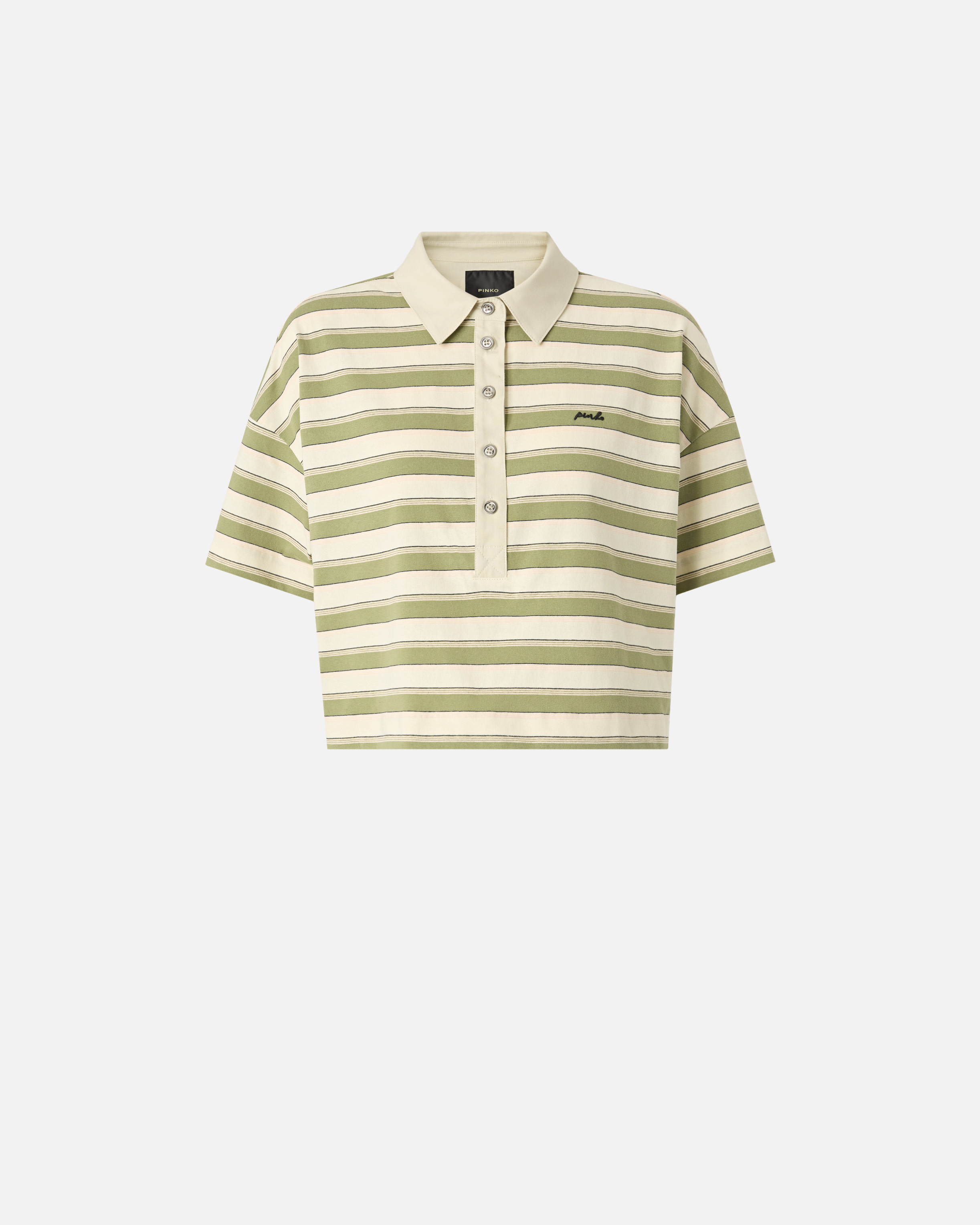 Polo cropped en jersey rayé avec col structuré PINKO Multicolore