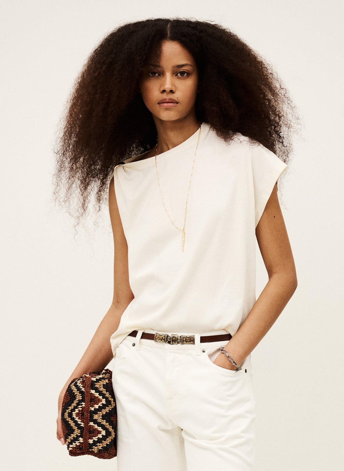 Effen top met lange mouwen en ronde hals BA&SH Beige