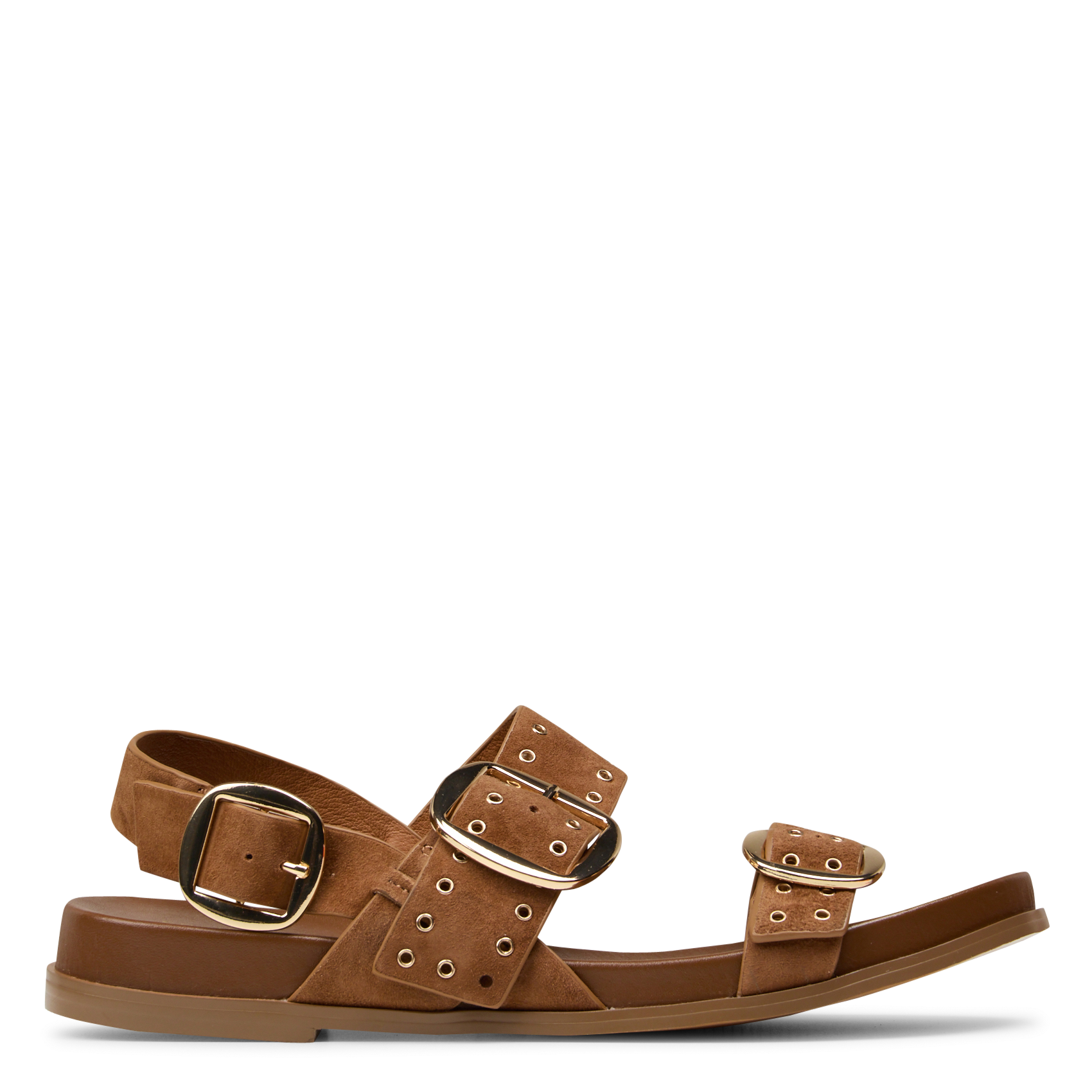 Flat soft leather sandals COSMOPARIS Brown