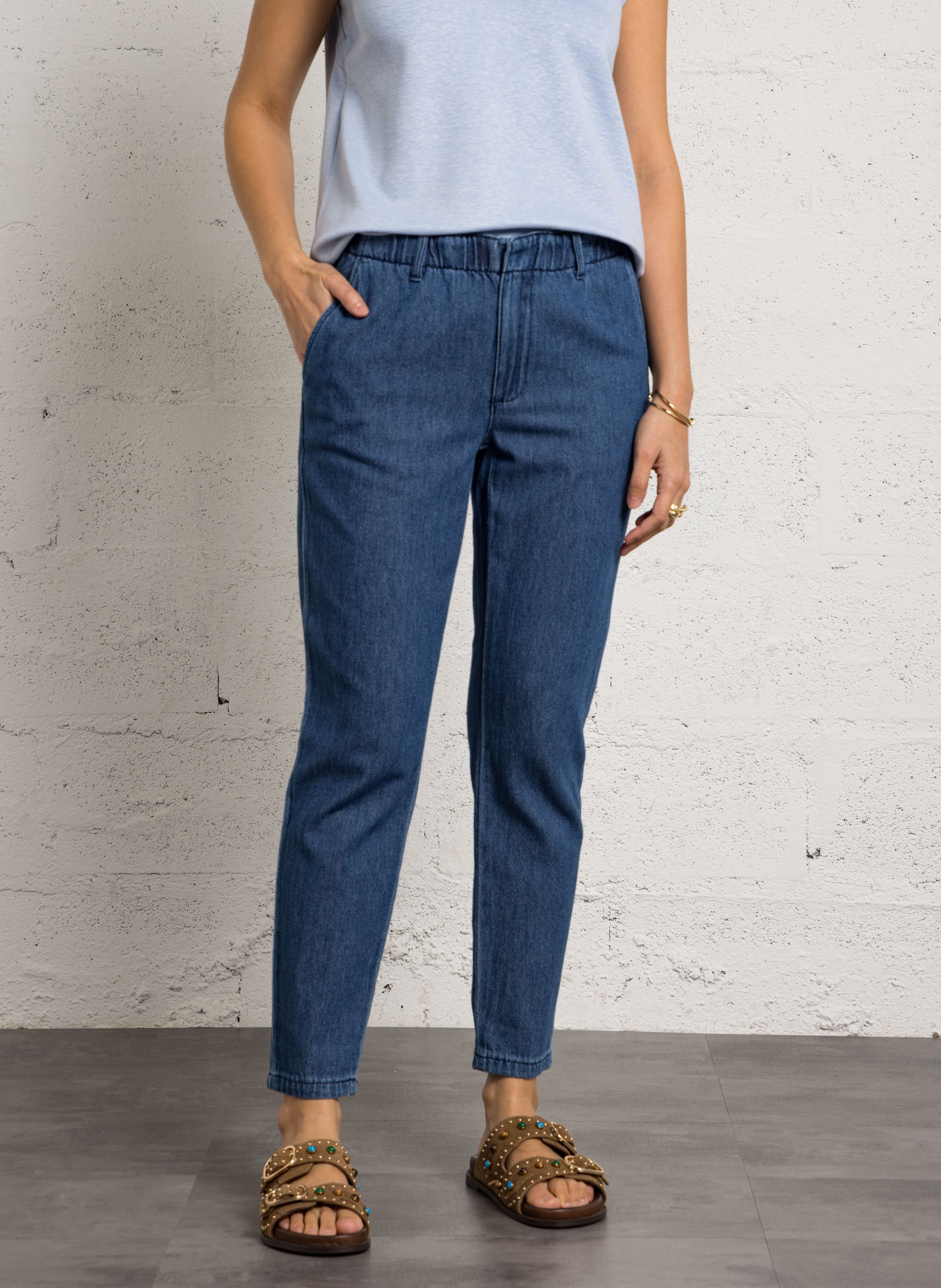 High-waisted carrot fit denim trousers MAISON 123 Blue