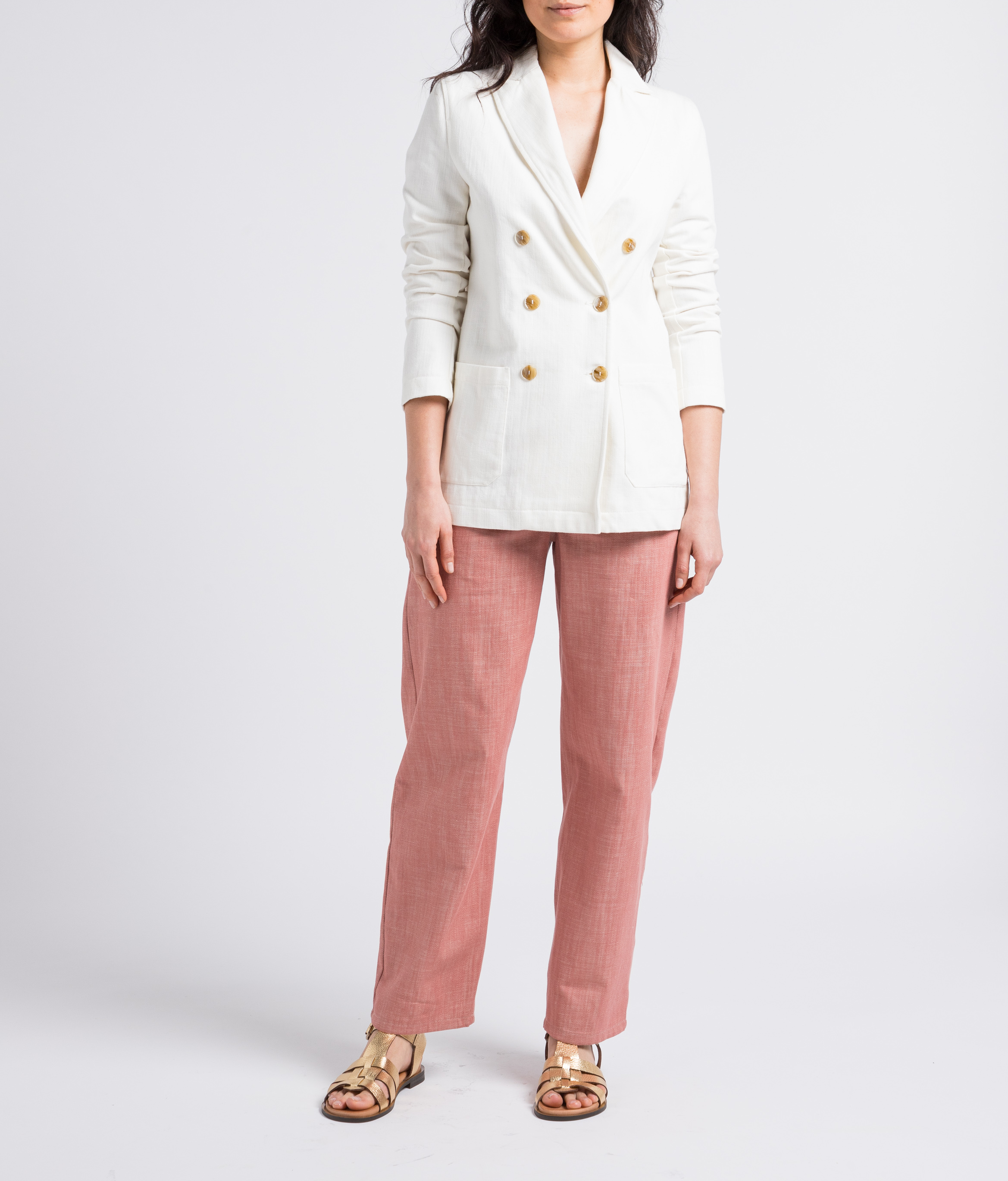 Jasje van denimachtige stof met reverskraag ATTIC AND BARN Beige