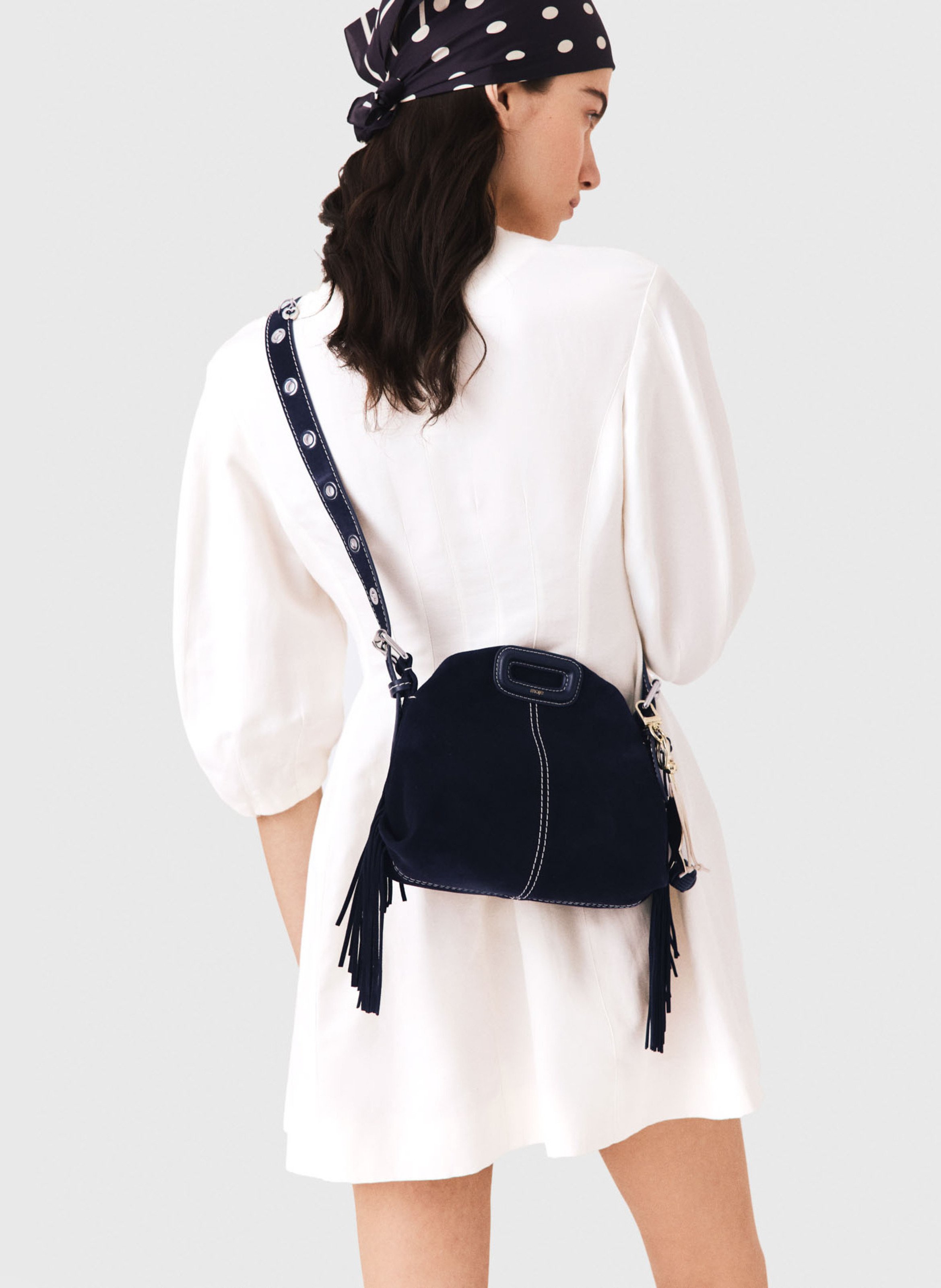 Sac bandoulière en cuir MAJE Bleu
