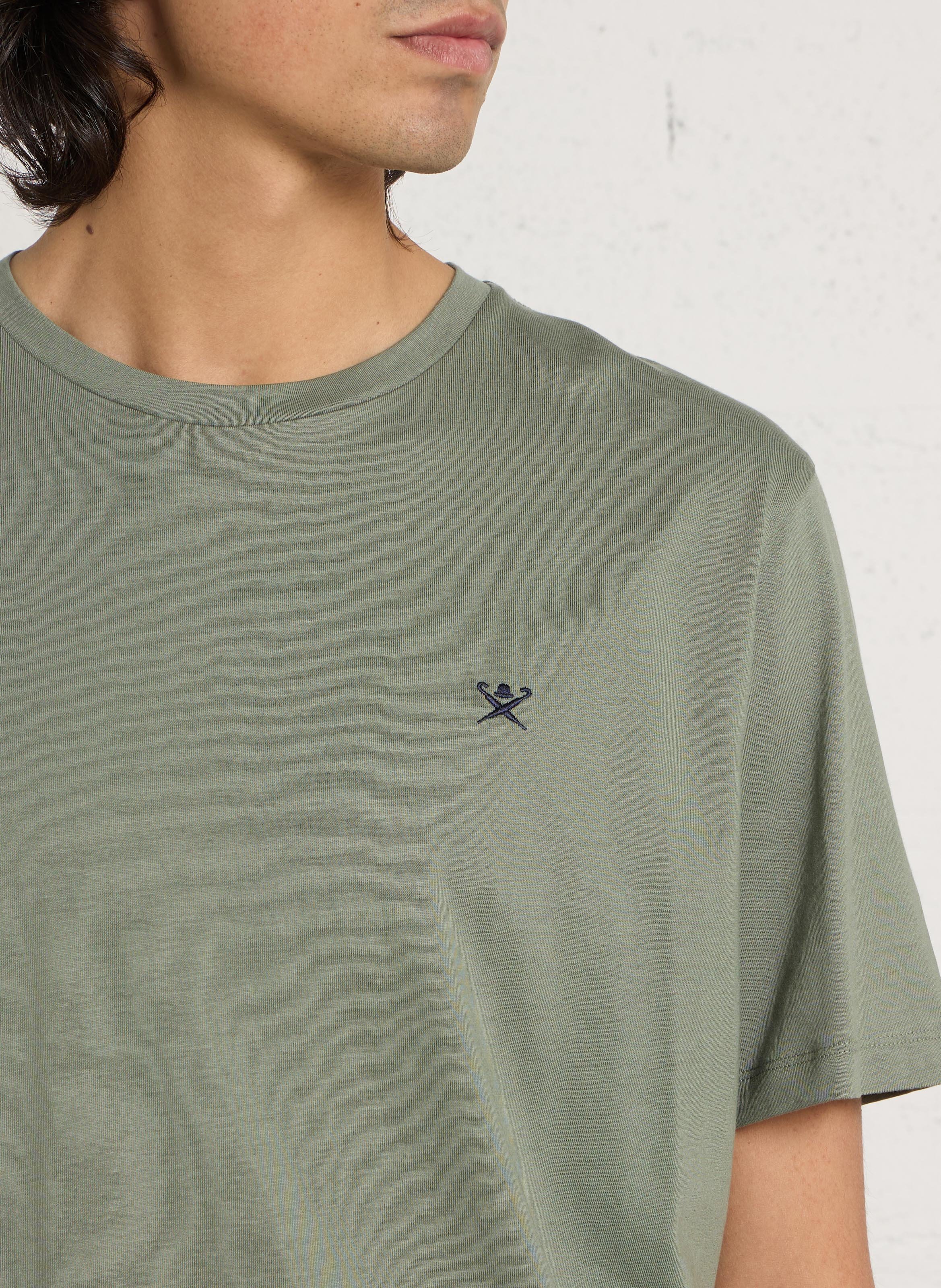 Tee-shirt col rond en coton HACKETT Vert