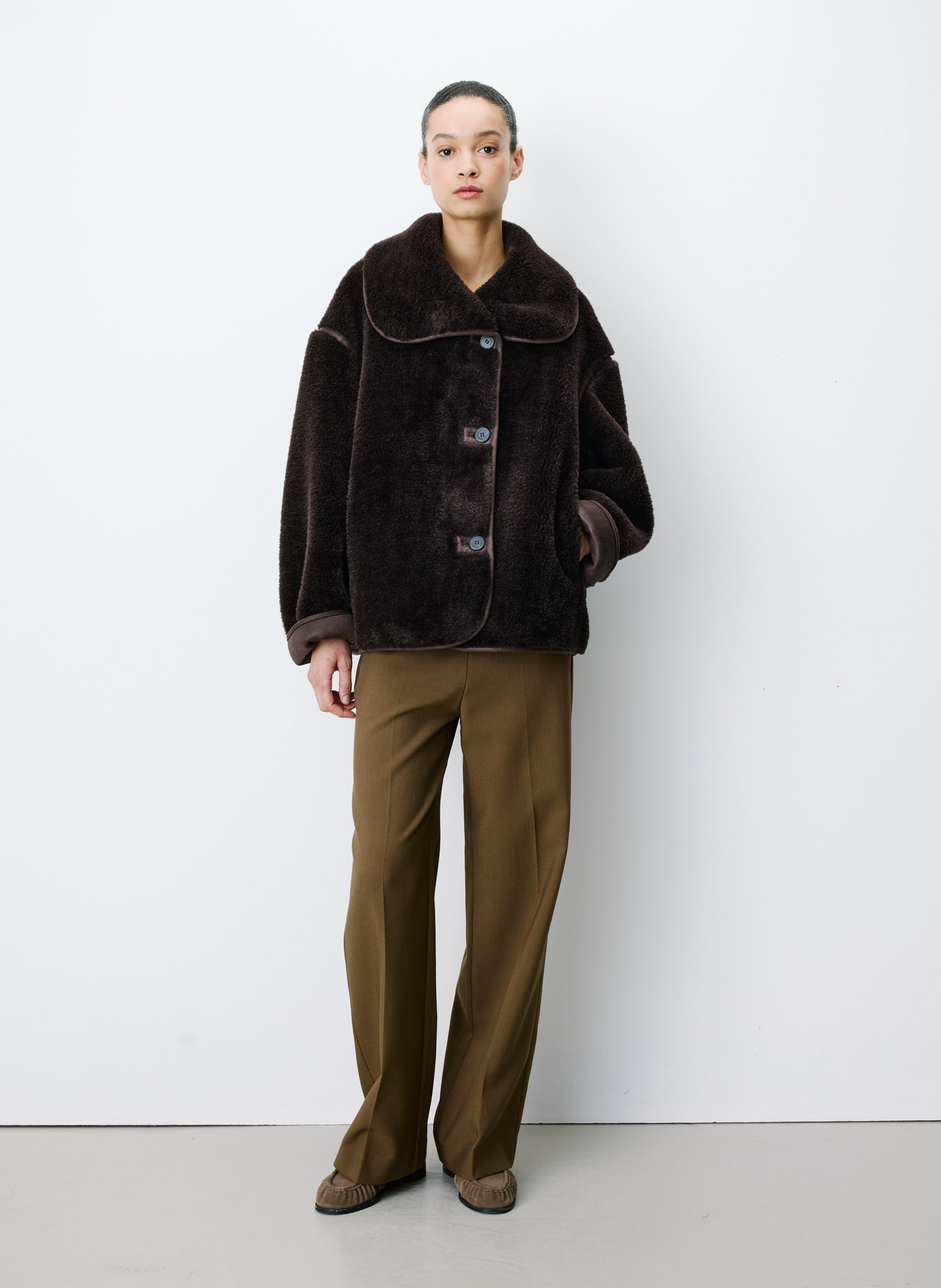 Manteau ample en fourrure synthétqiue GRACE ET MILA Marron