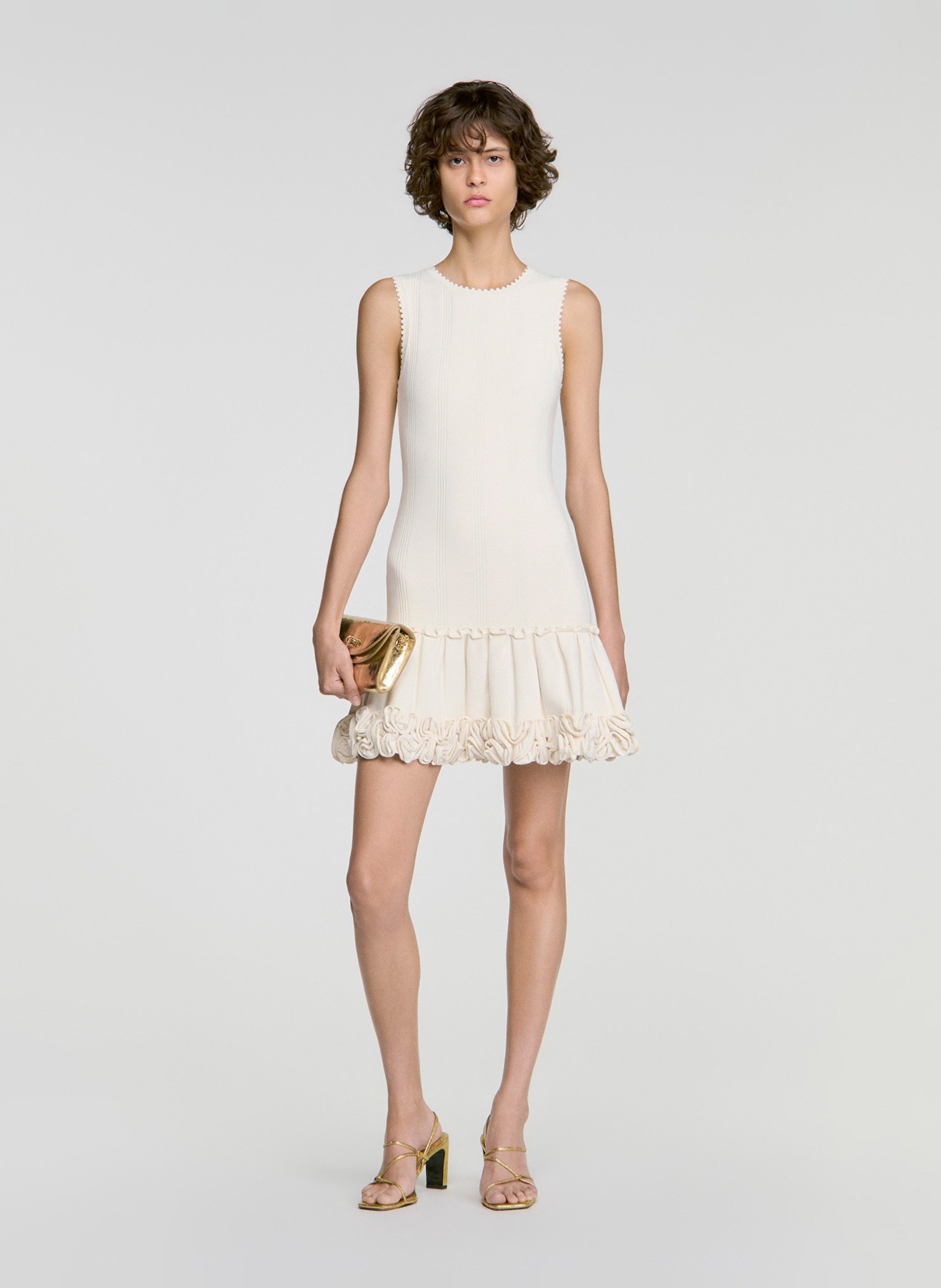 Robe courte évasée SANDRO Beige