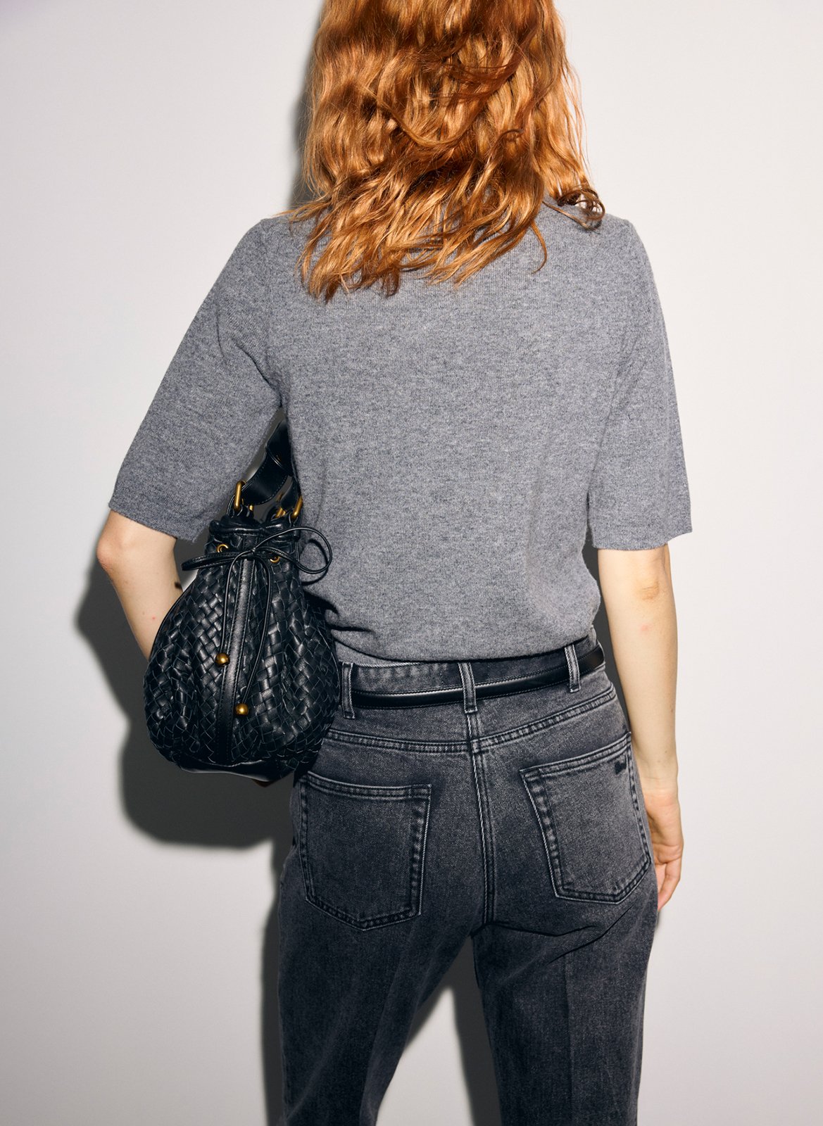 Pull droit col rond à imprimé en laine GERARD DAREL Gris