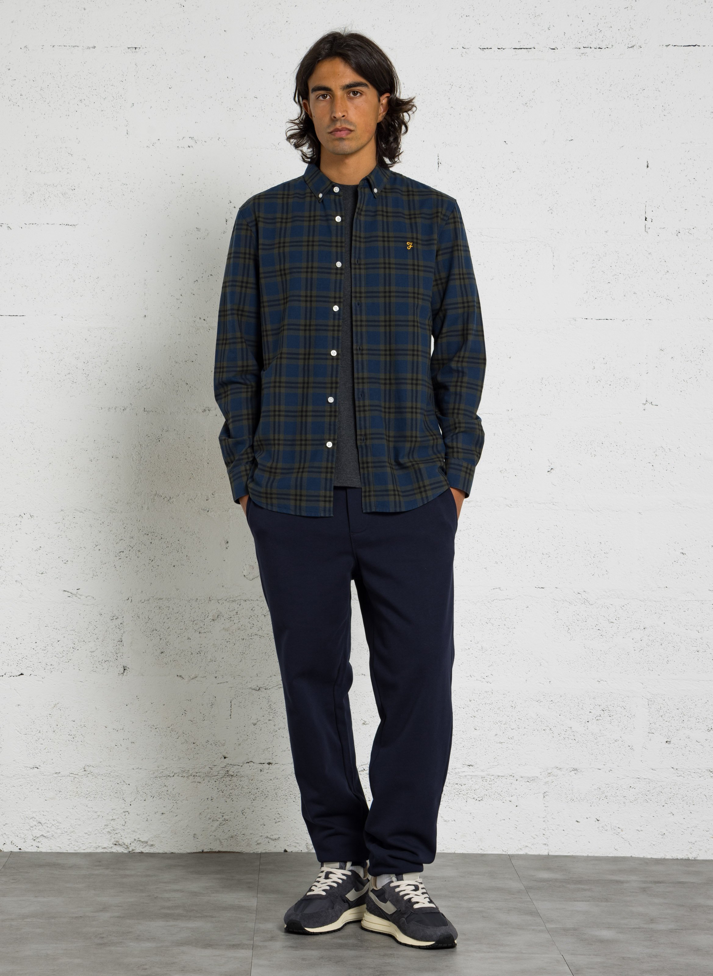 Chemise droite col classique en coton bio FARAH Vert