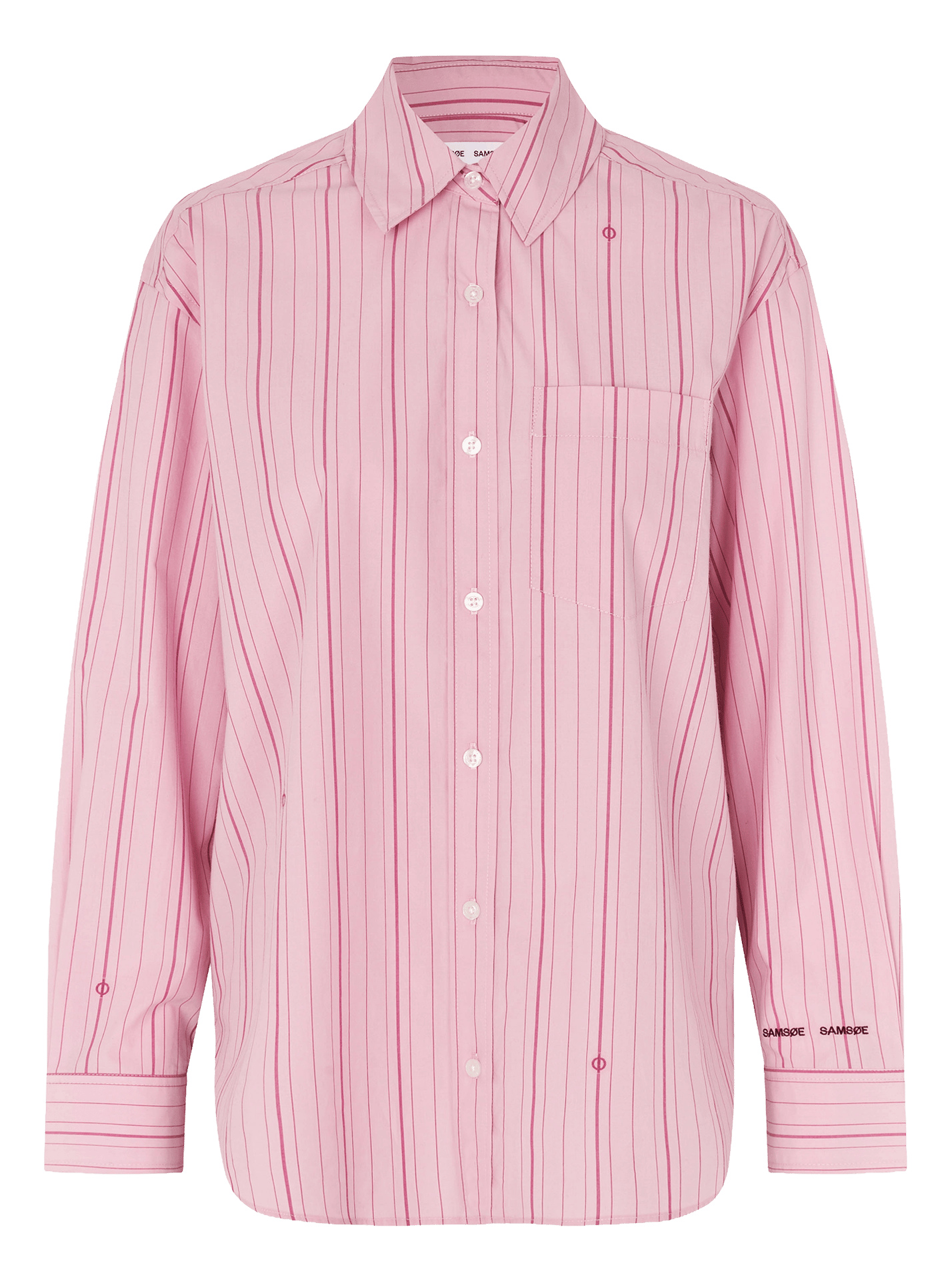 Chemise droite col classique rayée en coton bio SAMSOE SAMSOE Rose