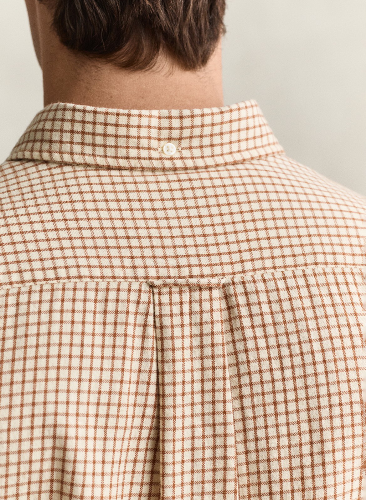 Chemise droite col classique à carreaux en coton GANT Marron