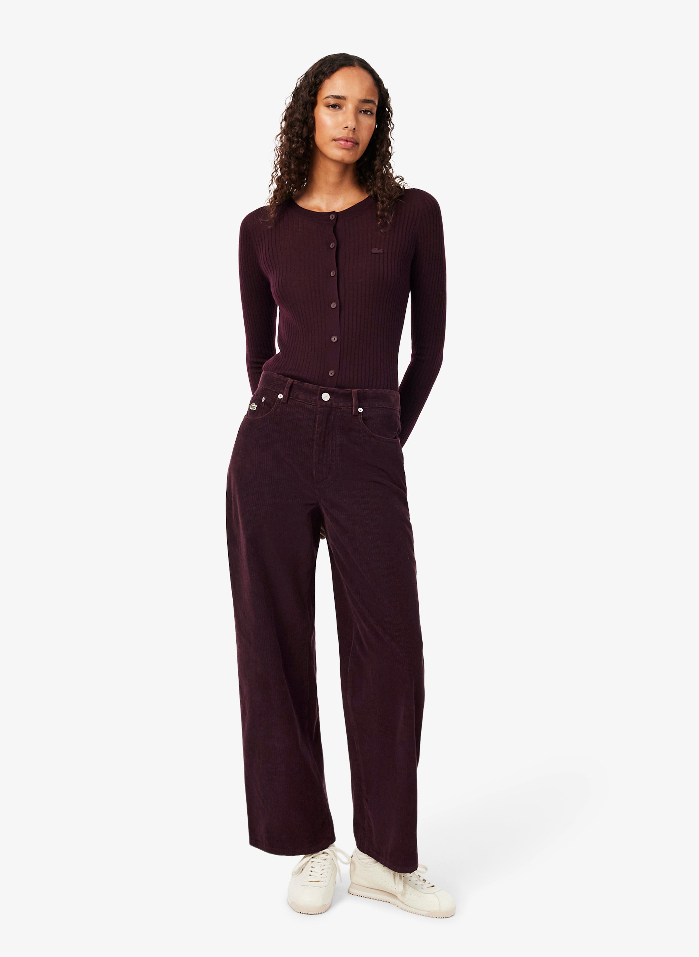 Cotton corduroy straight-leg pants LACOSTE Red