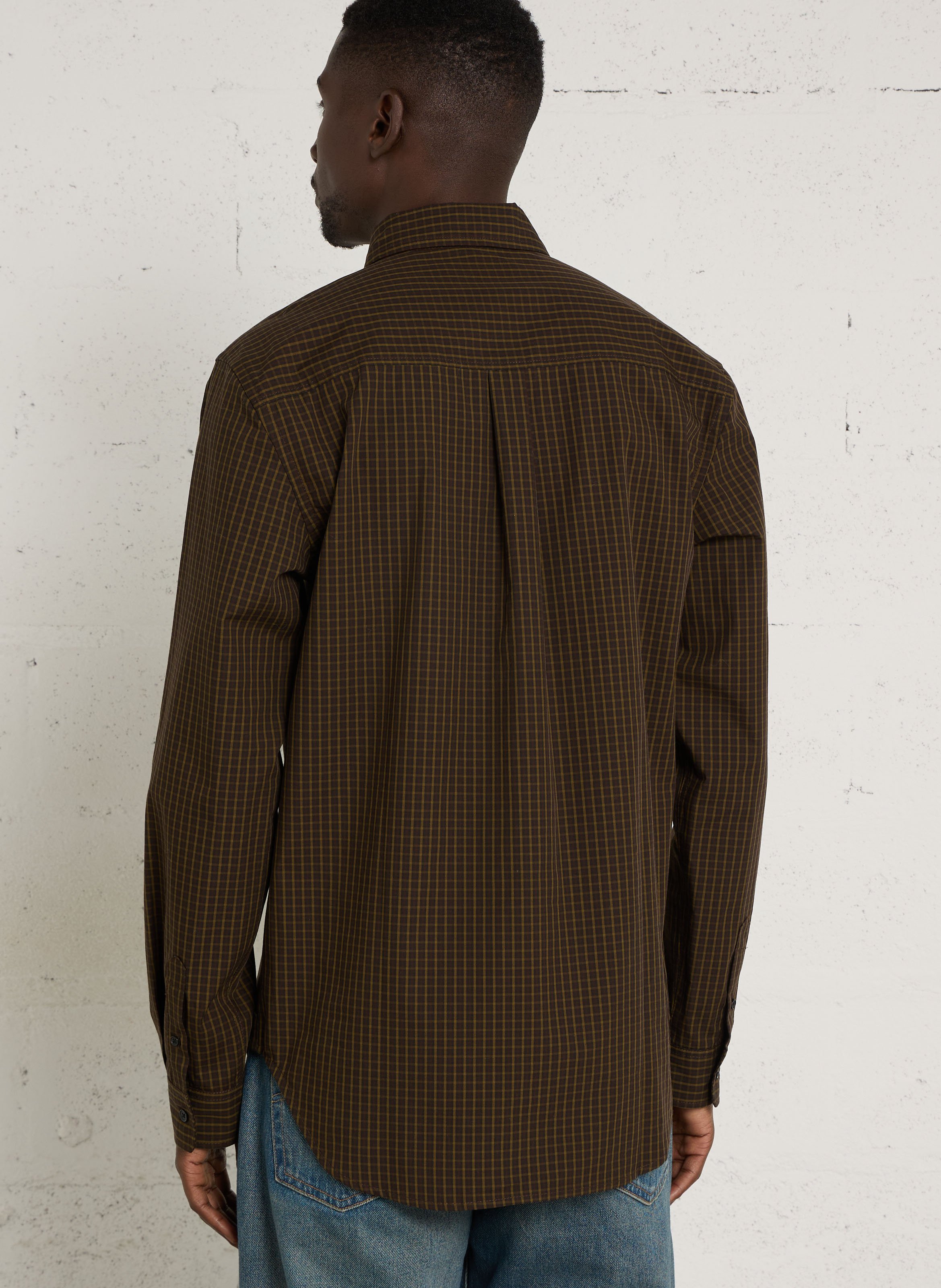 Chemise droite col boutonné à carreaux en coton MINIMUM Marron