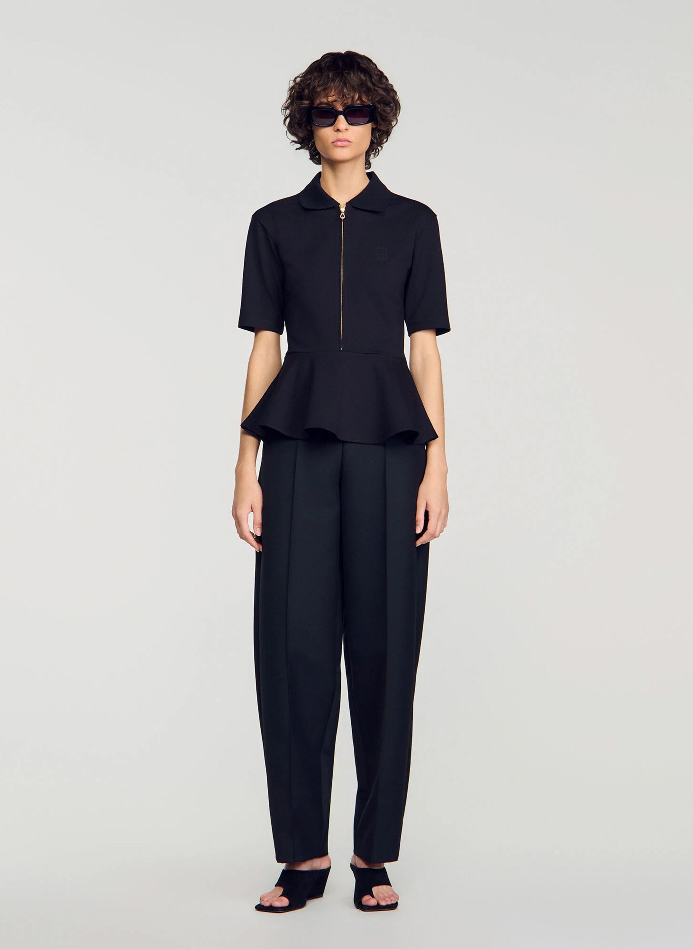 Top cintré zippé SANDRO Noir